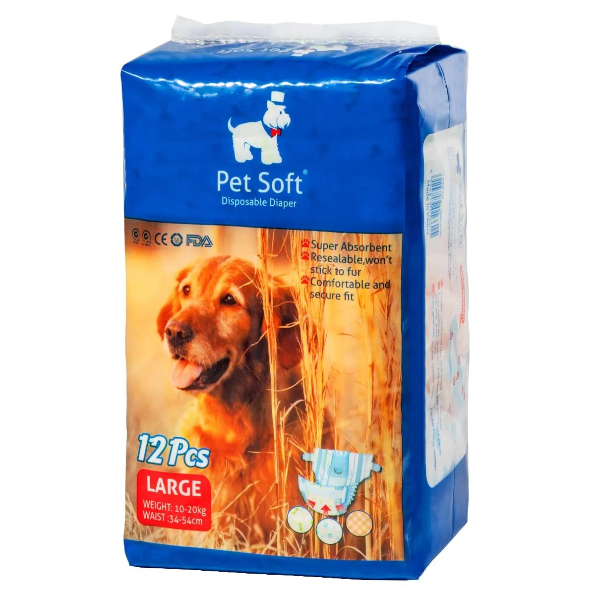 PET soft disposable dog diapers for bitches 12 pieces high-suction cat dogs Dogs diapers for bitches incontinence heat urinary tract (L 12) L 12.0