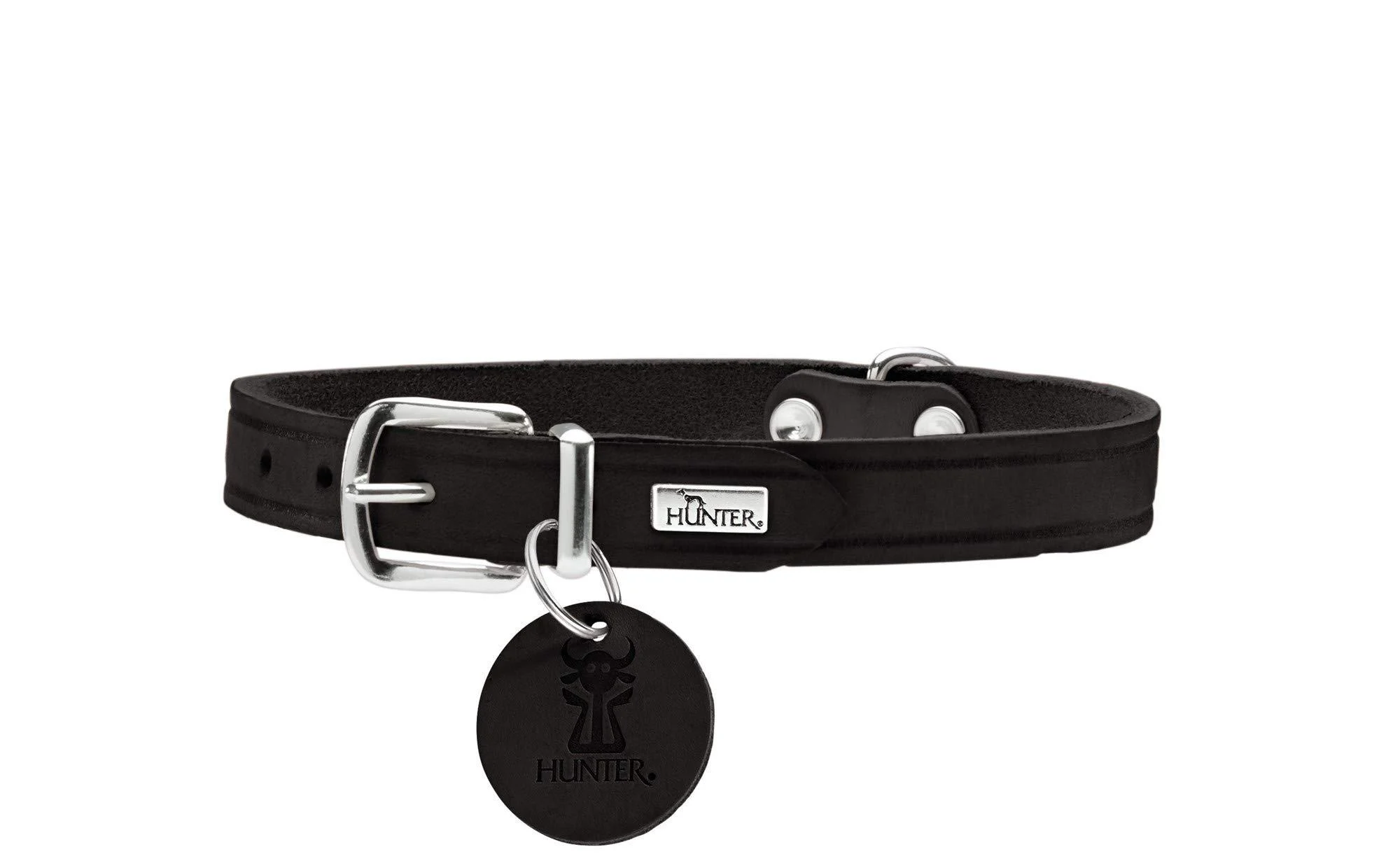 HUNTER AALBORG dog collar leather simple robust comfortable 37 (XS-S) black black 37 (XS-S)