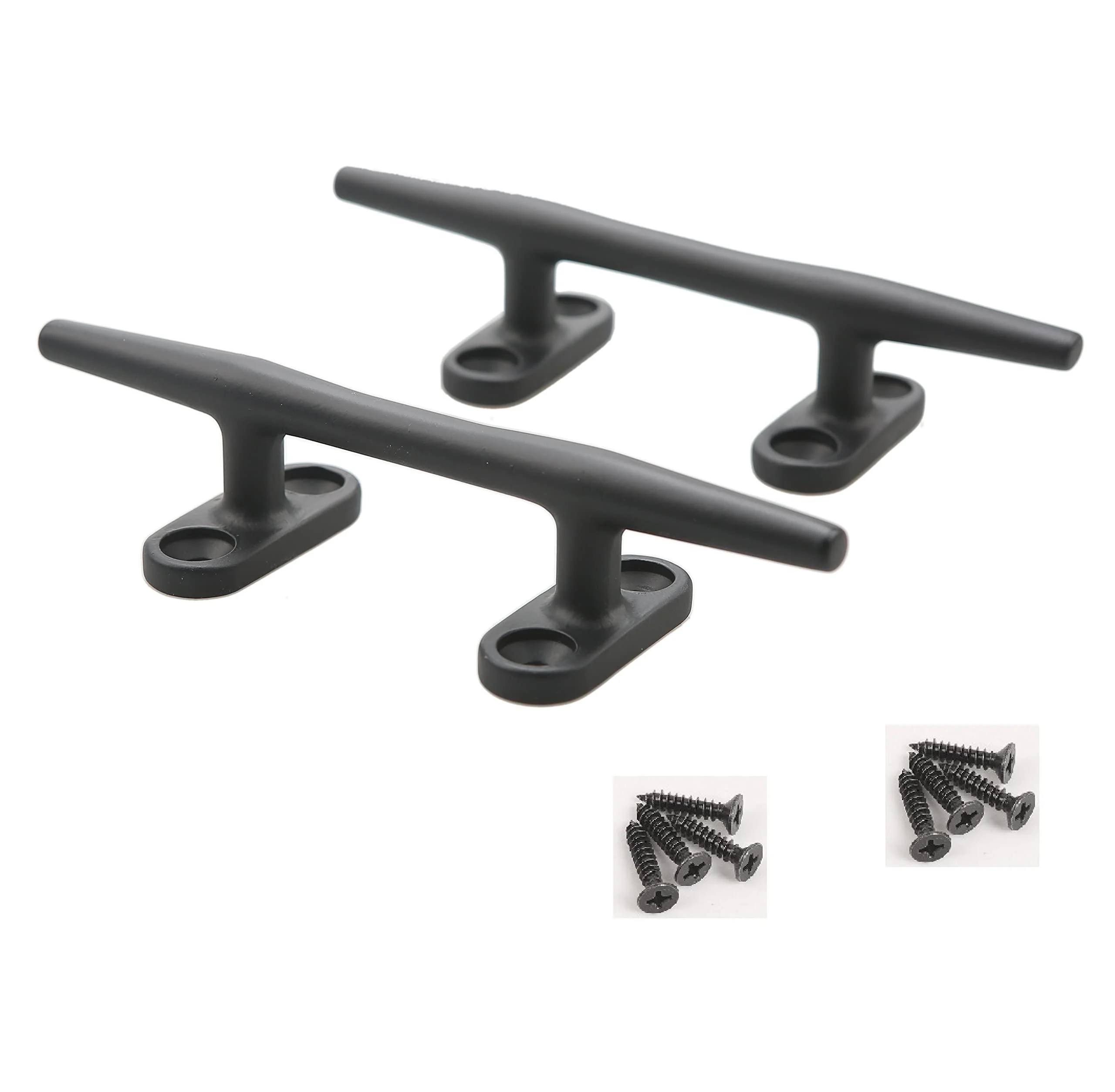 Thorn Boat Black Cleat Dock Marine 316 Stainless Steel Open Base Cleats W/Fasteners 5 Inch 2pcs