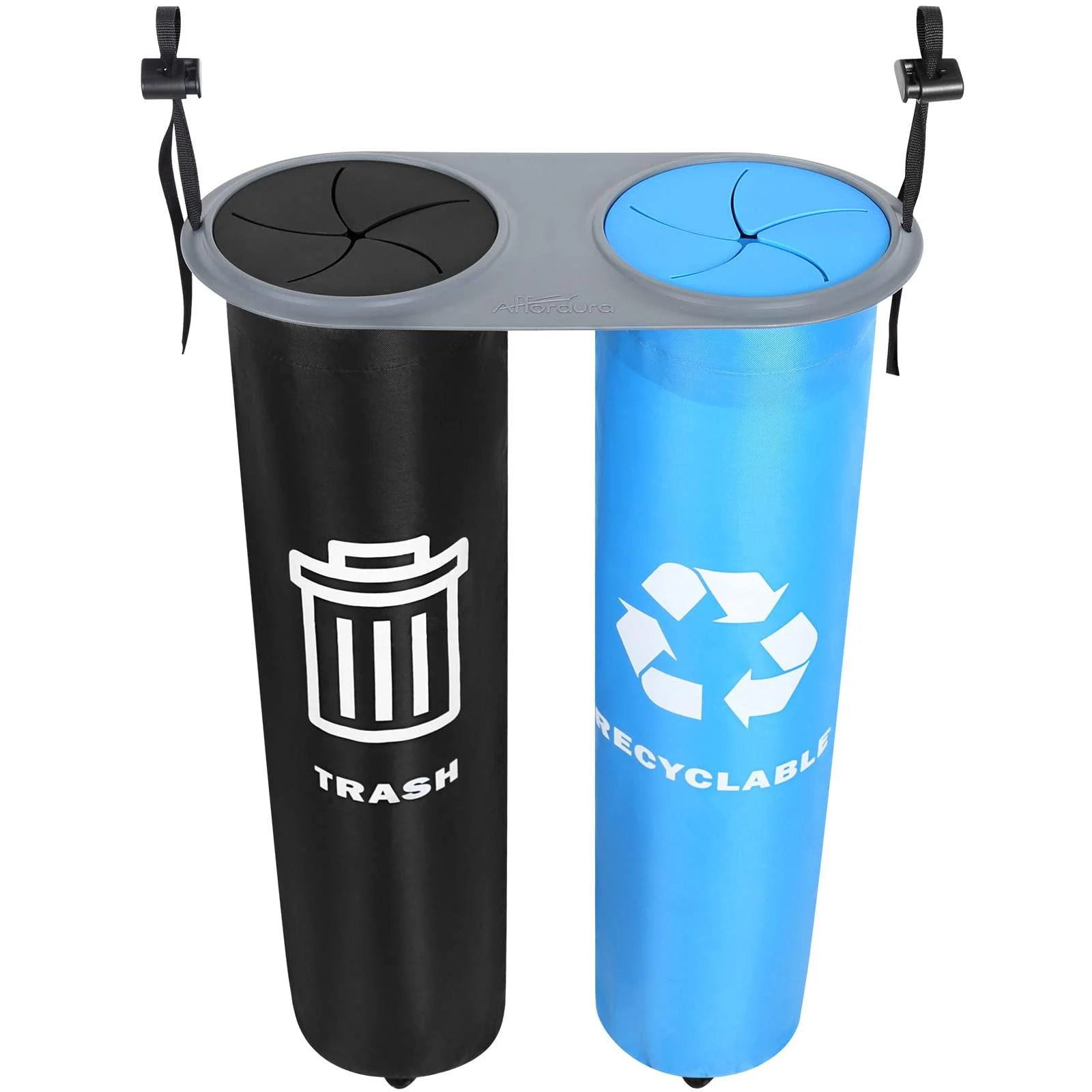 Affordura Boat Trash Bag Portable Boat Trash Can with PVC Top Cover Boat Trash Container with 2 Reusable Large Capacity Bags