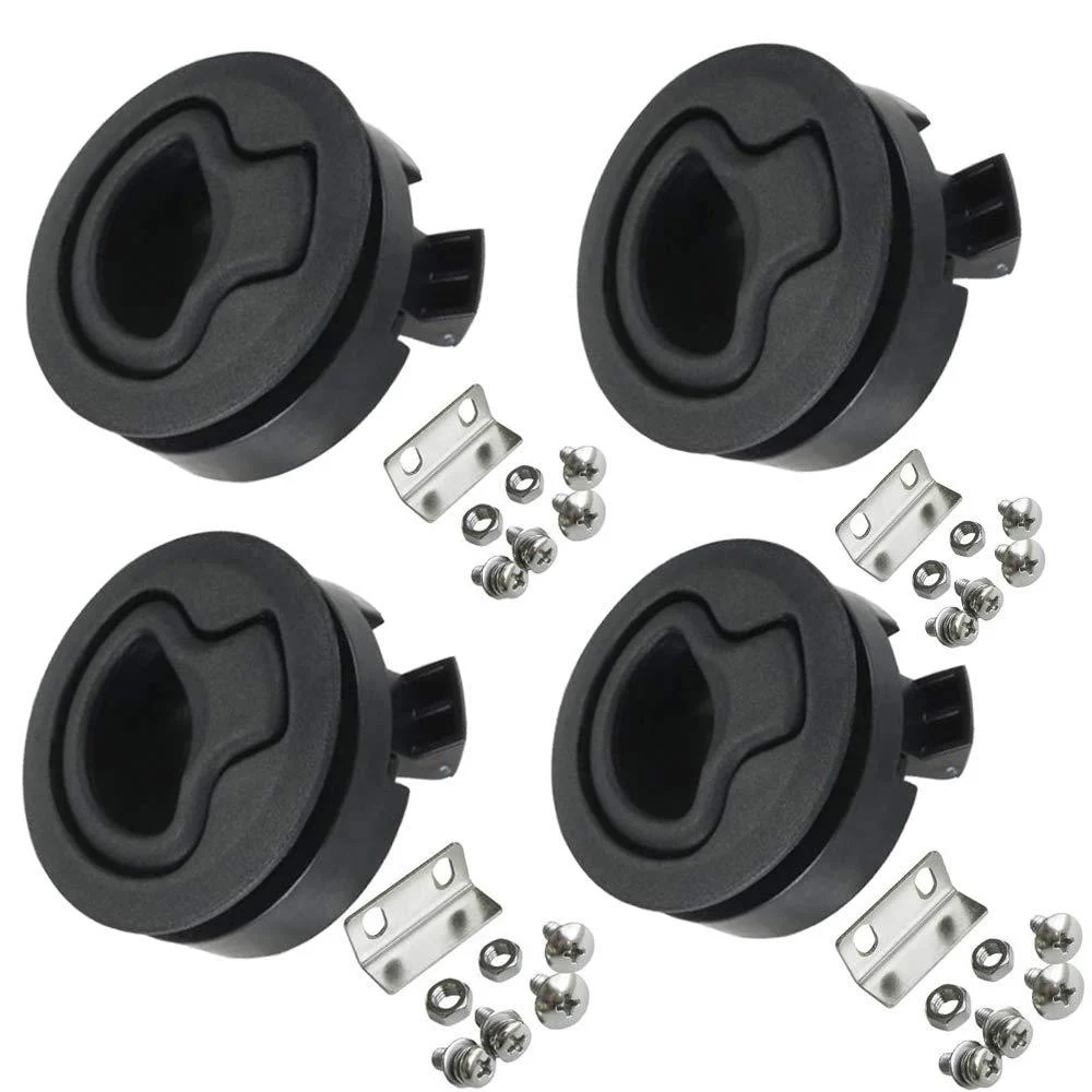 WJSKDQ 4PCS Boat Slam Latch 2'' Flush Pull Slam Latches Round Plastic Round for RV Boat Door Hatch Cabinet Pull Locking Deck Hatch Door black