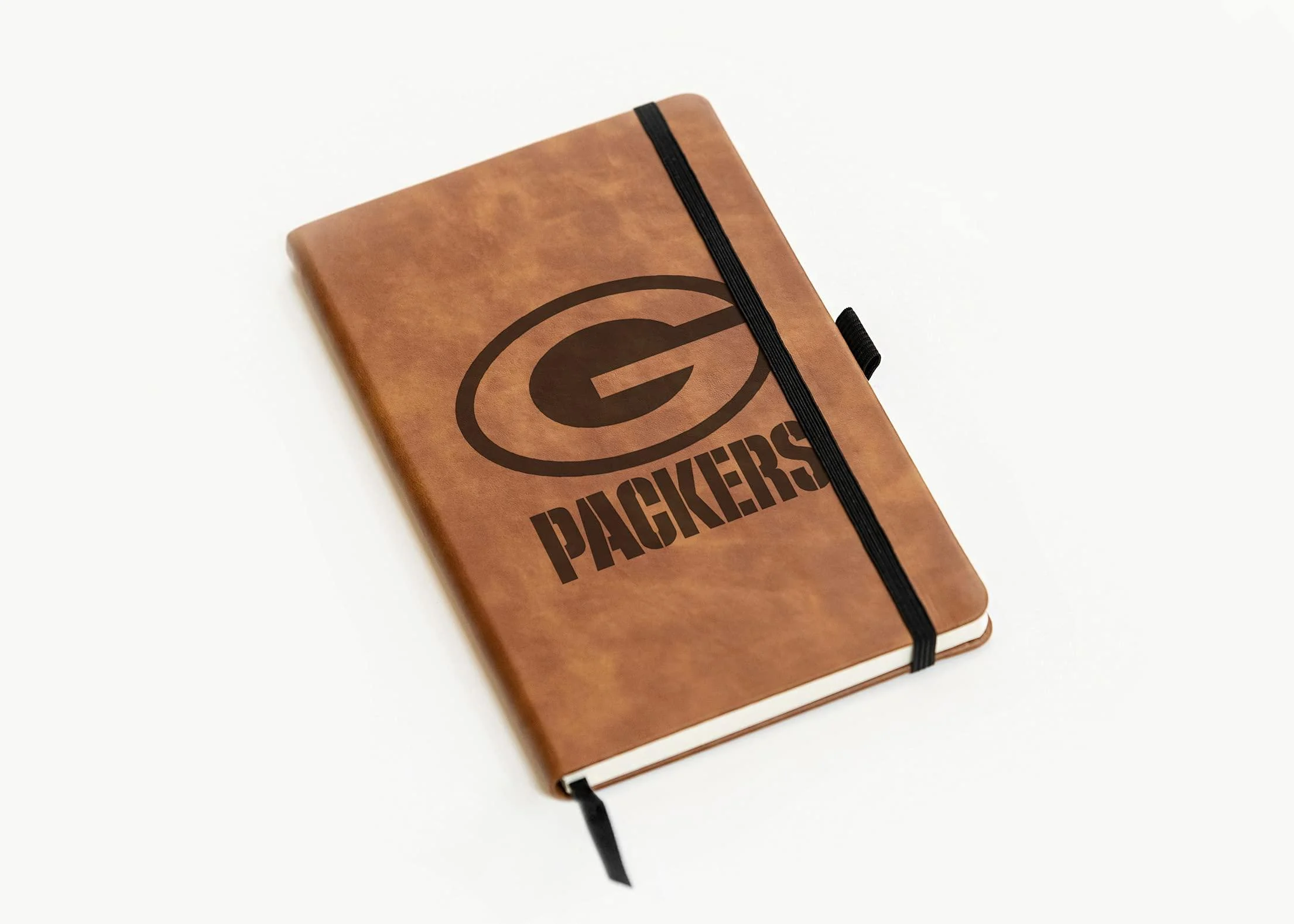 Rico Industries NFL Green Bay Packers Brown Laser Engraved Small Notepad Jounral/Notepad 8.25" x 5.25"- Office Accessory