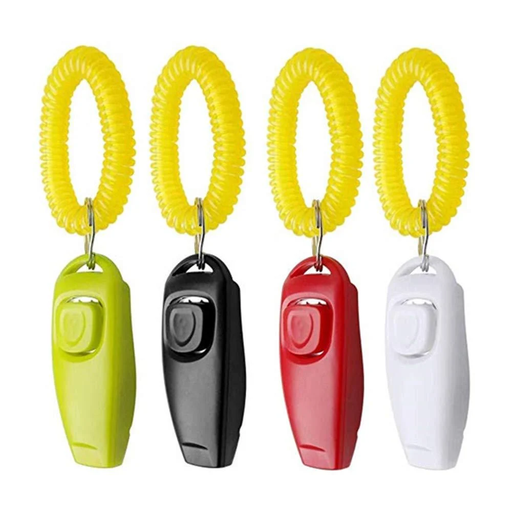 Symphonyw Dog Training Clickers 4PCS Dog Whistle Clicker 2 in 1 Whistle and Clicker Pet Training Tools with Wrist Strap