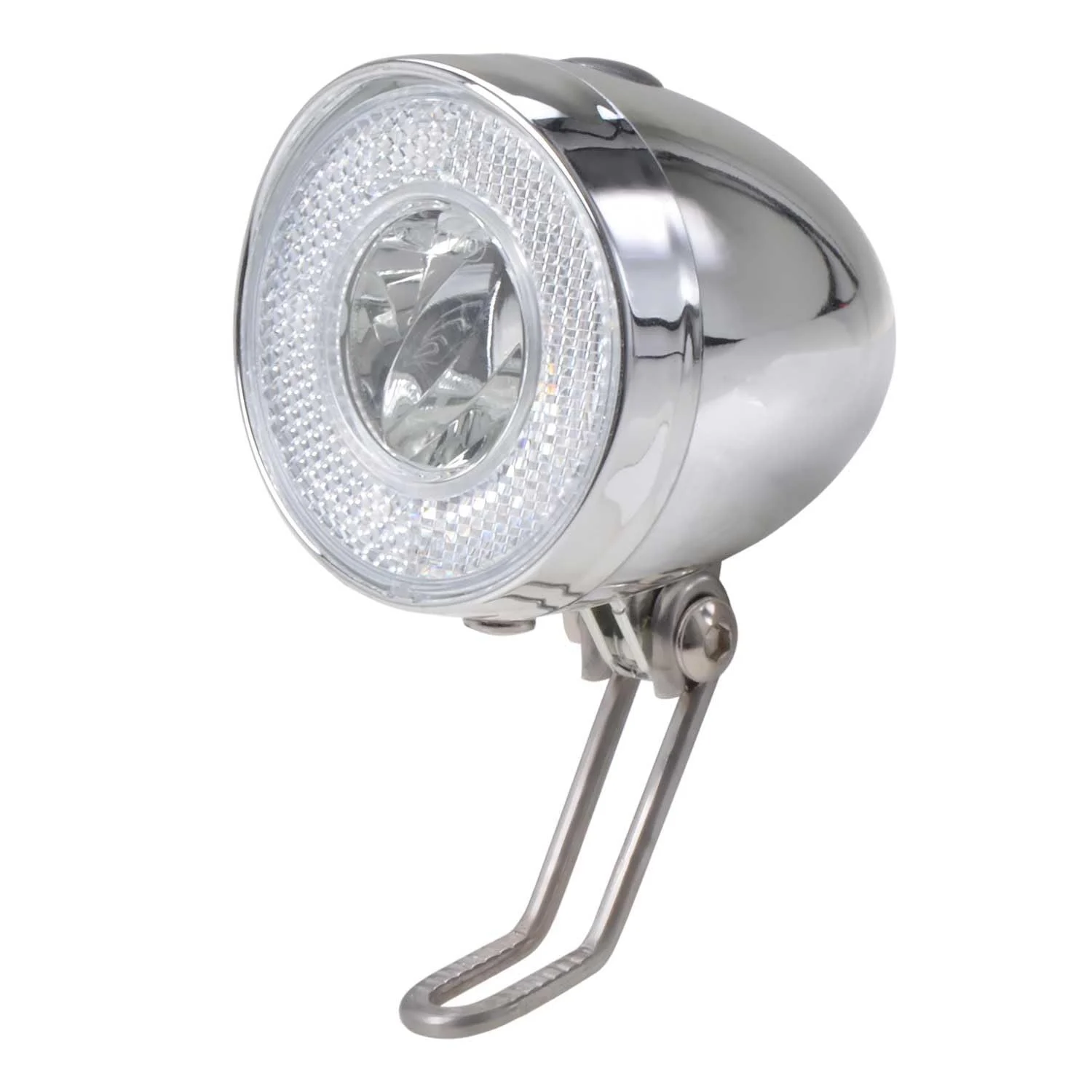Retro LED headlight bicycle light front light with chrome look and battery operation - FILMER