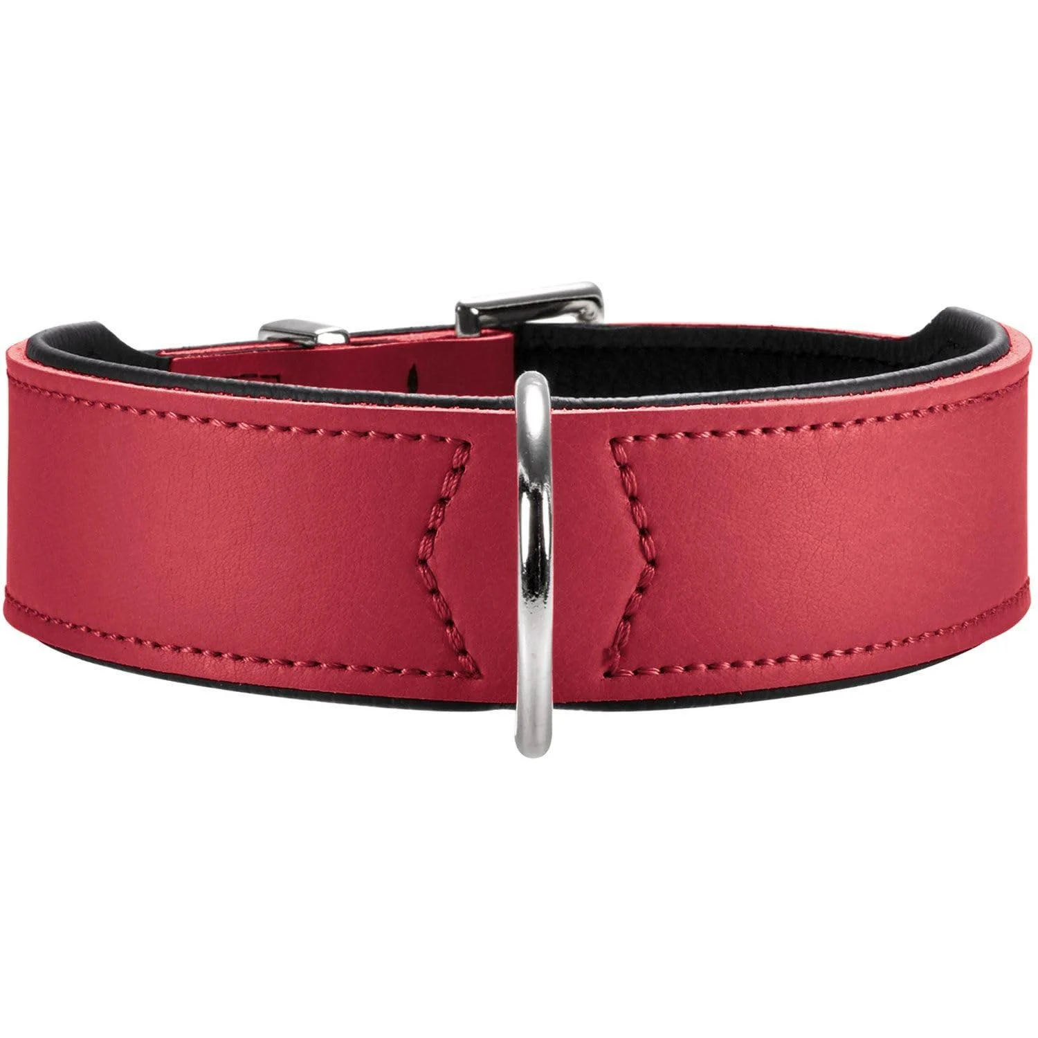 HUNTER BASIC dog collar coated split leather imitation leather simple robust weather-resistant 60 (ML) red 60 (ML) red