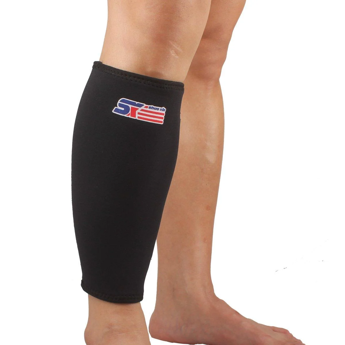 Ventilate Calf Sleeve Calf Brace Guard Protector Support - Black