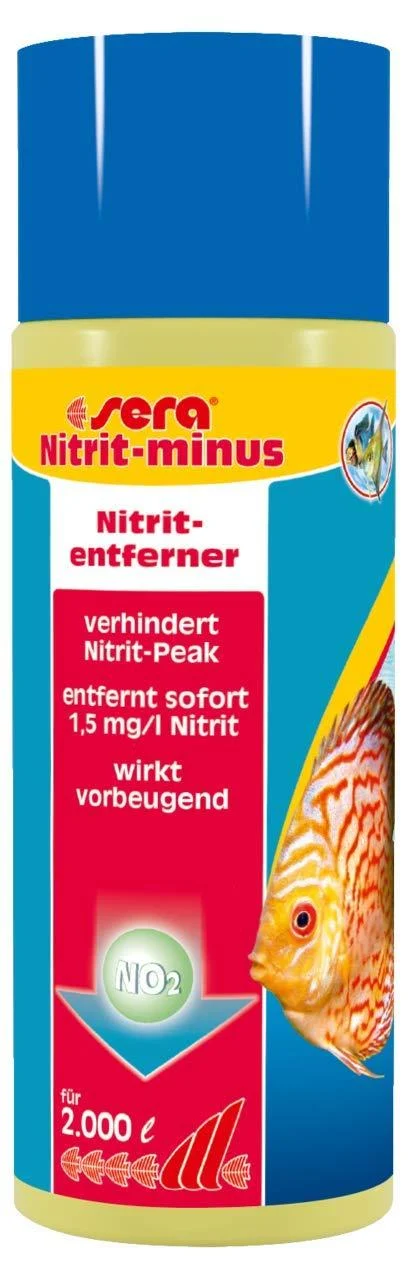 Sera Nitrit -Minus 500 ml - water supply aquarium immediate help against nitrite removed up to 1.5 mg/l nitrite per dosage bends nitritpeak before 500 ml single