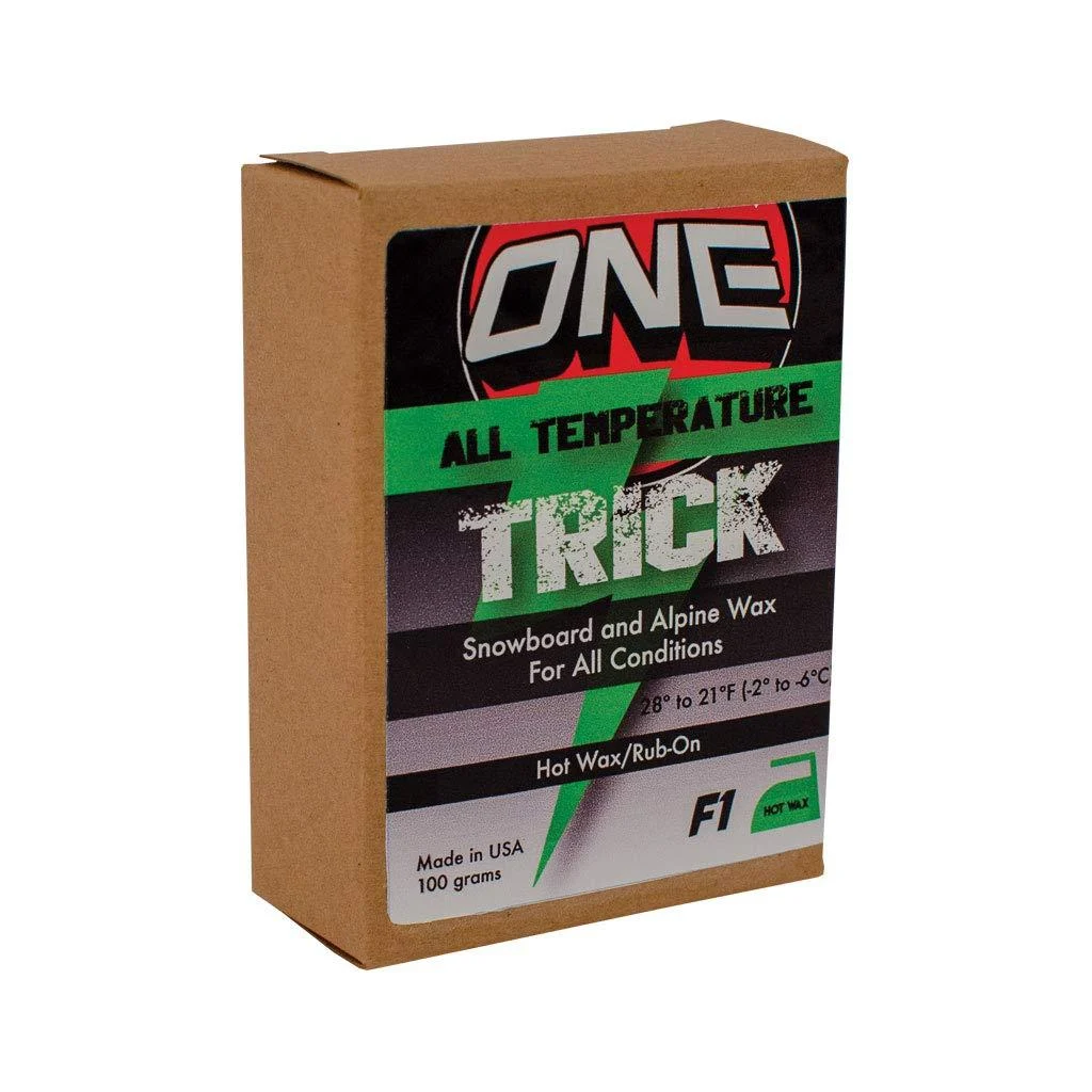 One Mfg F1 Trick All Temp Snowboard & Ski Wax 100g - Hot wax or rub on speed and convenience