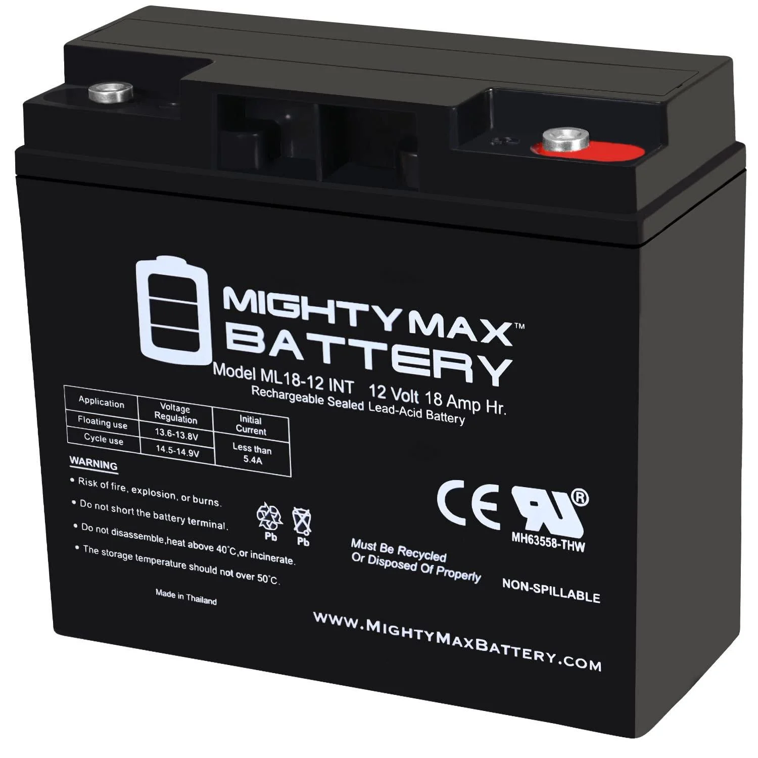 Mighty Max Battery 12V 18AH Internal Thread Battery Replacement for XG10000E Generator