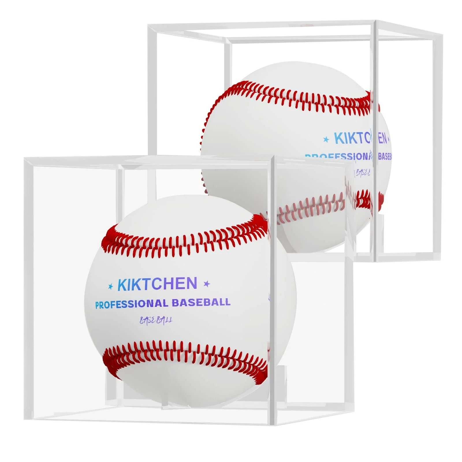 2 Pack Baseball Display Case Acrylic Cube Baseball Holder UV Protected Official Baseball Autograph Display Case Memorabilia Display Storage Box for Golf Tennis Billiard 2 PCS - KIKitchen
