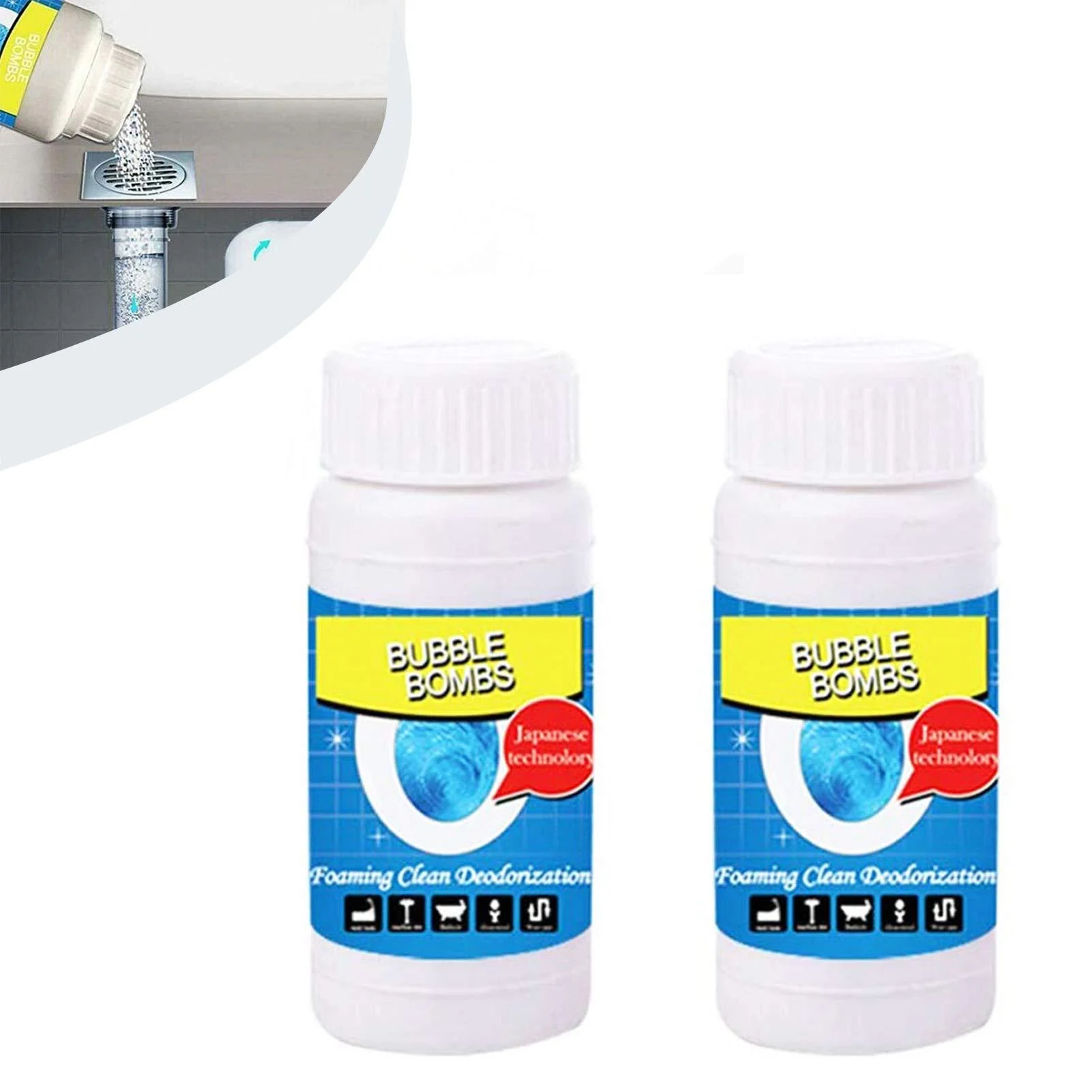 Pipe Dredge Deodorant Kitchen Toilet Bubble Bombs Bubble Bombs Fast Foaming Clean Powder Powerful Sink and Drain Cleaner - vbgt