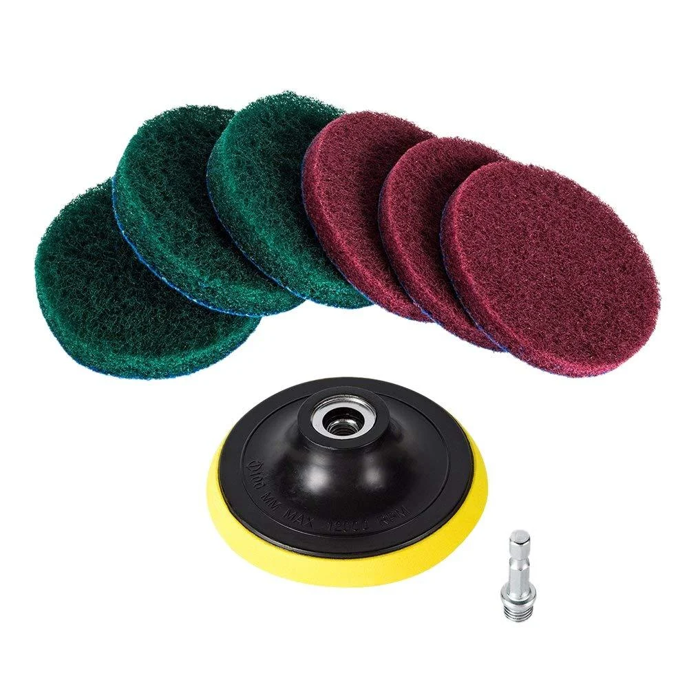 AIDIRui 4 Inch Drill Power Brush Tile Scrubber Scouring Pads Cleaning Kit Heavy Duty Household Cleaning Tool (Drill NOT Included)