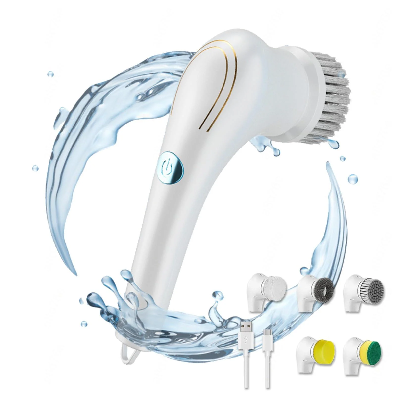 All Purpose Electric Cleaner with 5 Changing Heads Electric Scrubber Brush USB Charging 360 Vibration Cleaning Electric Scrub Brush Household Multipurpose Cleaning - SCOOVY