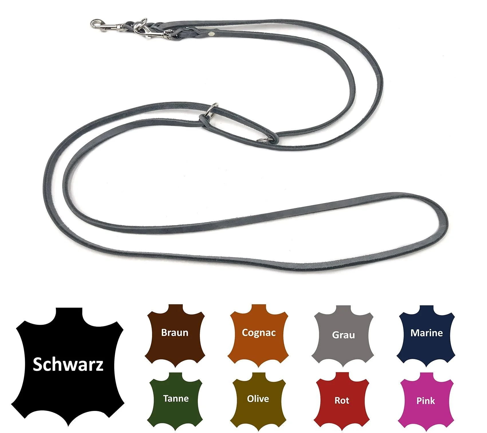 Dog liner Small dogs / large dogs 2m / 2.40m / 2.80m / 3.50m / 5m Double linen adjustable (2.80m x 8mm gray) 2.80m x 8mm gray - elropet