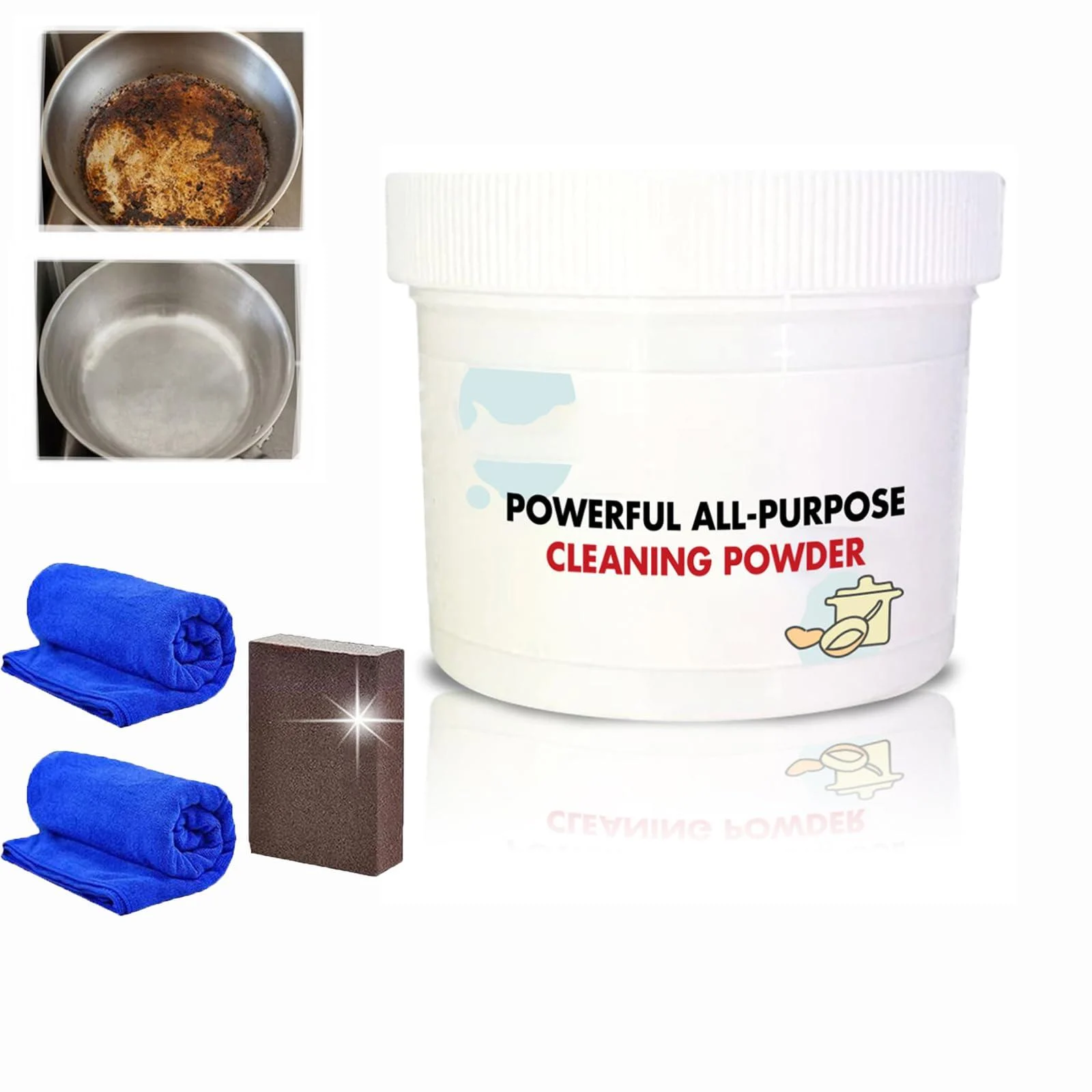 Powerful Kitchen All-Purpose Powder Cleaner Kitchen All-Purpose Powder Cleaner Foam Rust Remover Kitchen All-Purpose Cleaning Powder (250g*1)