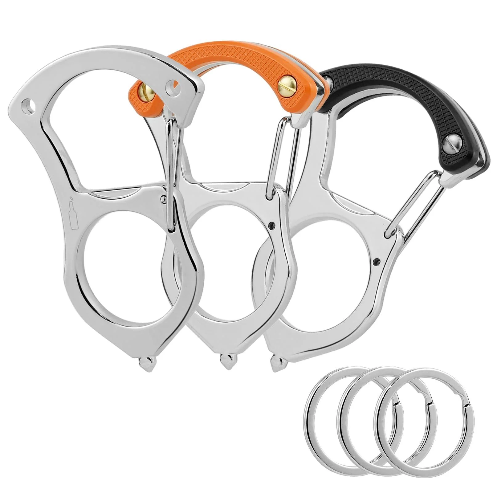 Pack of 3 Key Chains Carabiner Key Chain Multifunctional Car Key Ring with Key Ring Metal Carabiner Hook Self-Protection Hook for Outdoor Tools perfect for everyday use and emergencies.