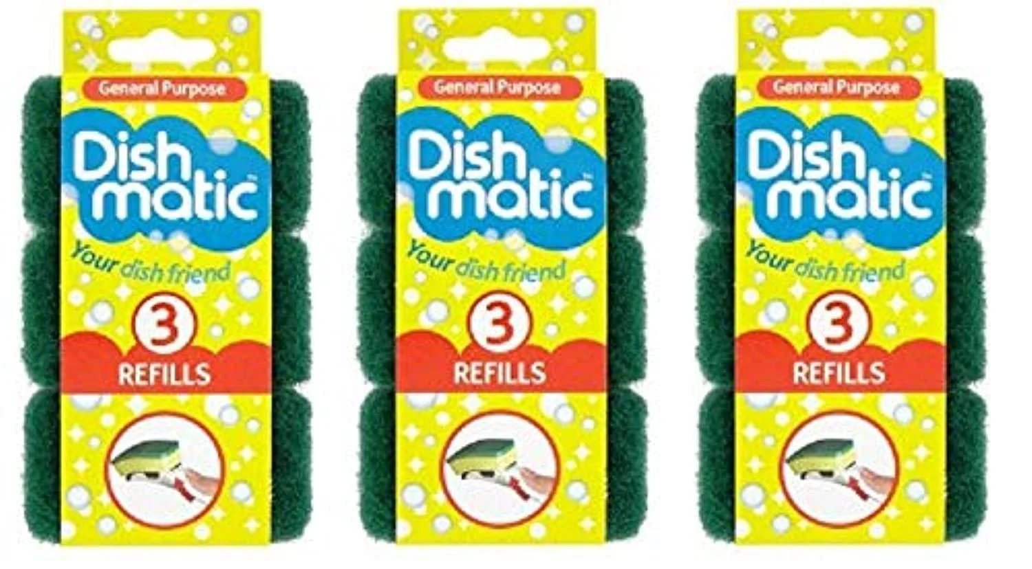 Dishmatic Cleaning Sponges Heavy Duty Green Pack of 9