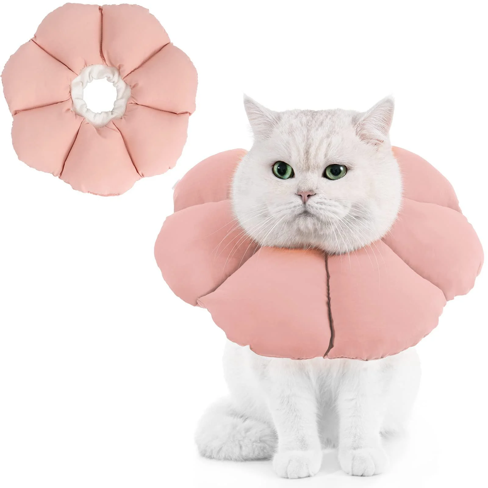 Avont Rewrise cat adjustable collar soft neck collar cat leak protection collar for small dog after operation protective collar -l | pink rose large