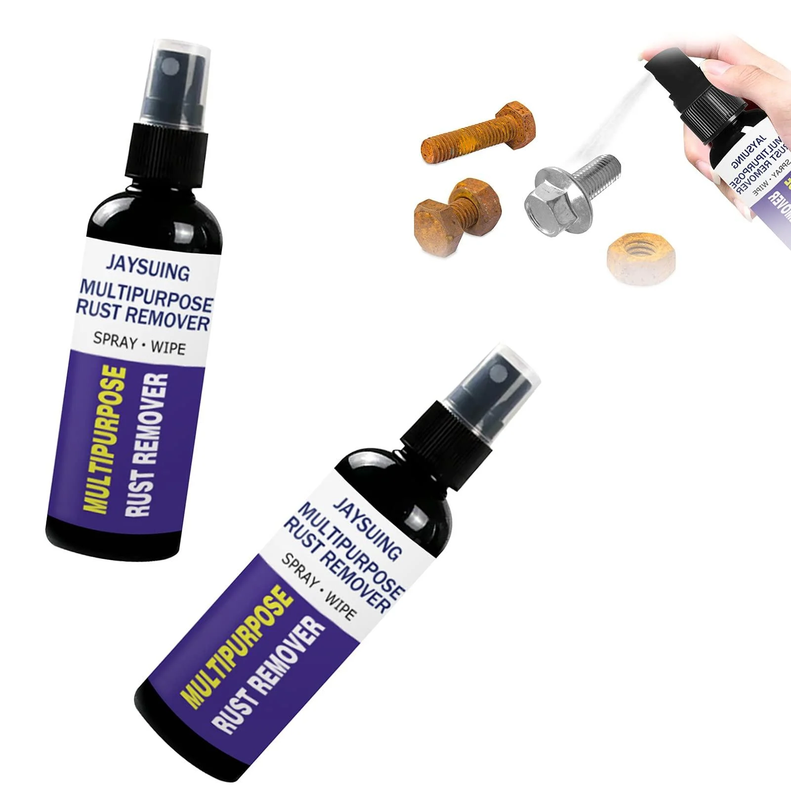 Rustout Instant Remover Spray 2Pcs 100ML Multi-Purpose Rust Remover Neutral Rust Removal Spray Rust Removal Agent for Bright Metal Strip