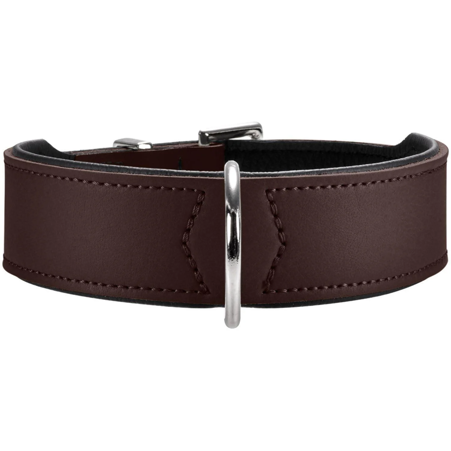 HUNTER BASIC dog collar coated split leather imitation leather simple robust weather-resistant 55 (M) brown 55 (M) brown