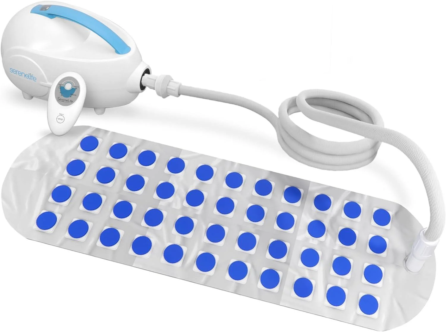 Serenelife Portable Spa Bubble Bath Massager - Relaxing Thermal Spa Non-Slip Mat with Suction Cup Bottom Motorized Air Pump Adjustable Bubble Settings and Remote Control