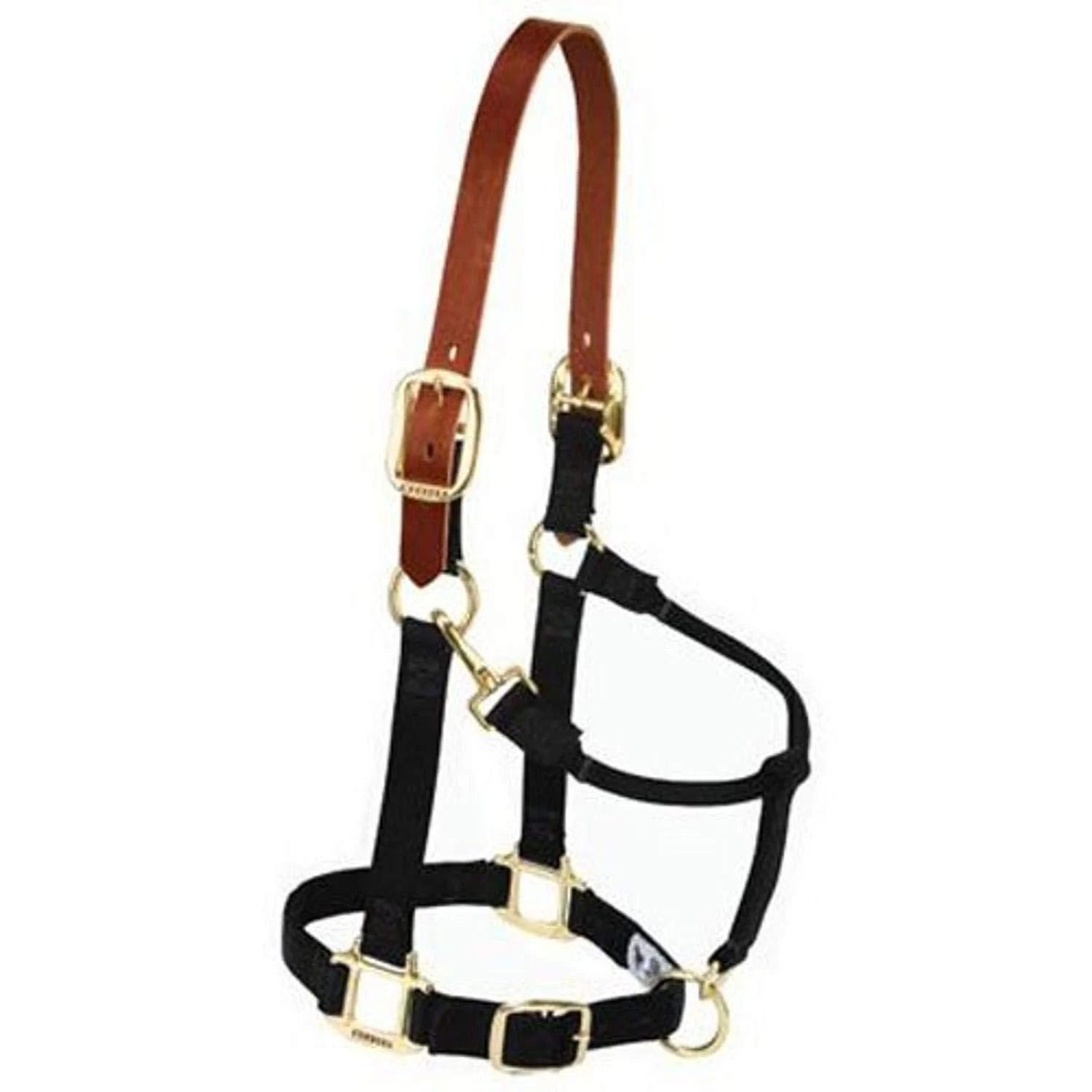 Weaver Leather Breakaway Original Adjustable Chin and Throat Snap Halter Small Horse Black