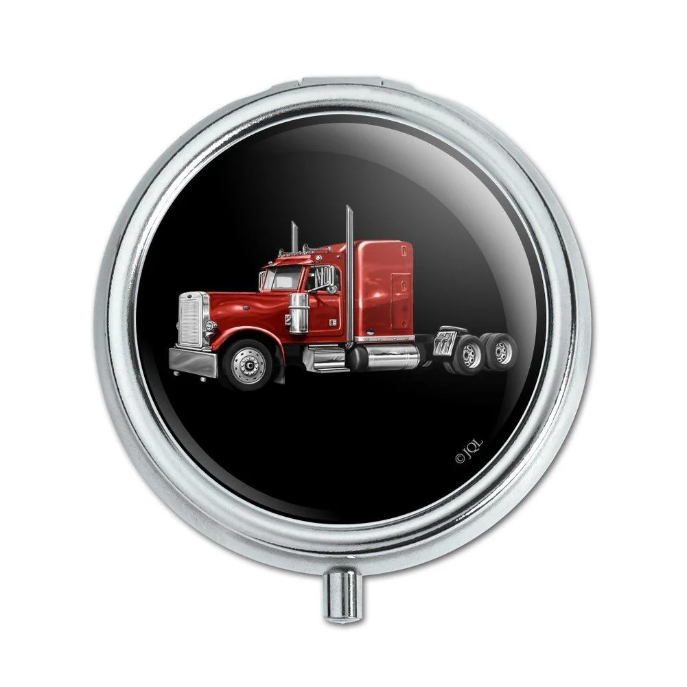 Semi Tractor Trailer Truck Trucker Pill Case Trinket Gift Box - GRAPHICS & MORE