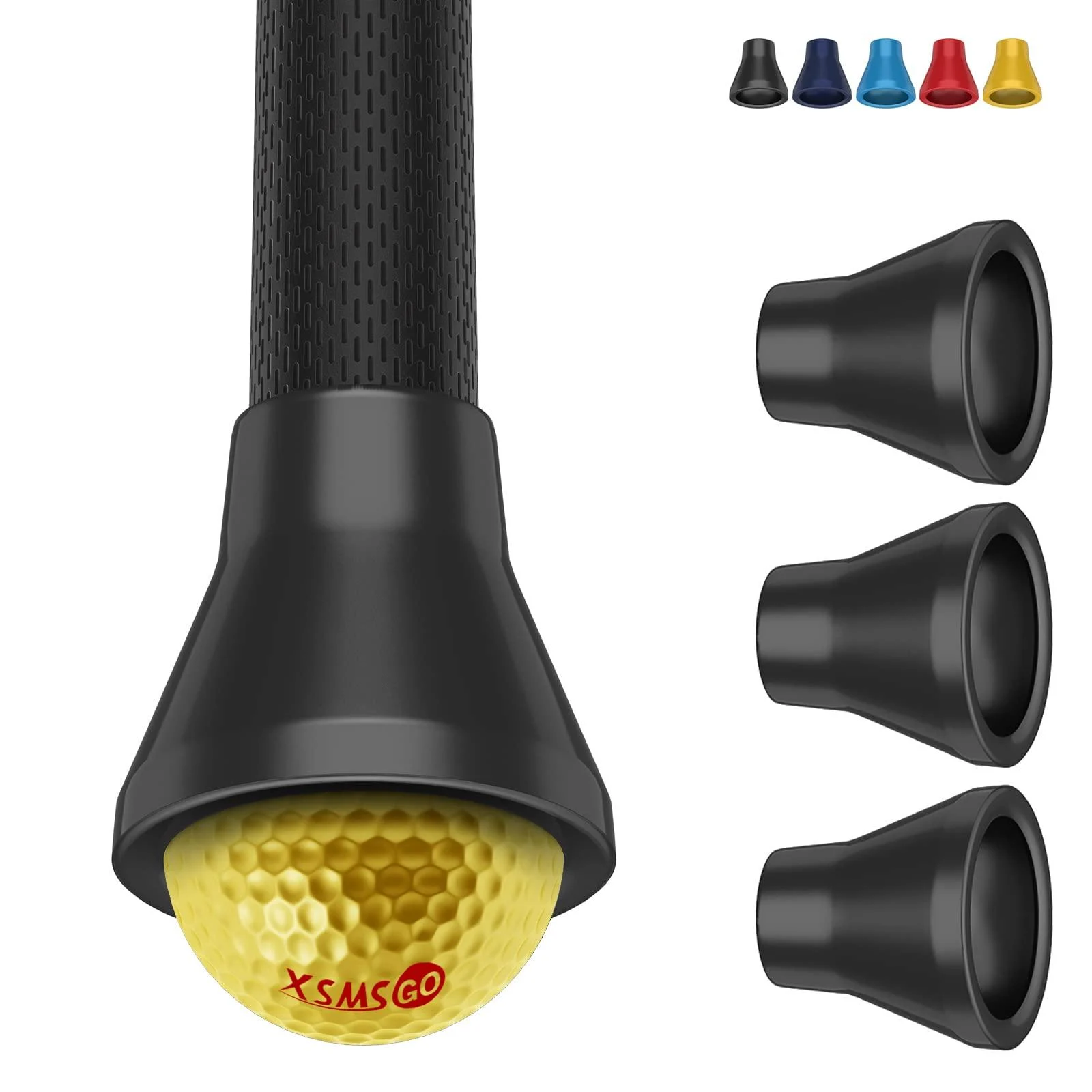 XSMSGO Golf Ball Retriever,Golf Ball Picker Upper for Putter Grip Tool, Back Saver Golf Ball Grabber Suction Cup Portable Golf Sucker Accessories for Putters and Golfer black Medium