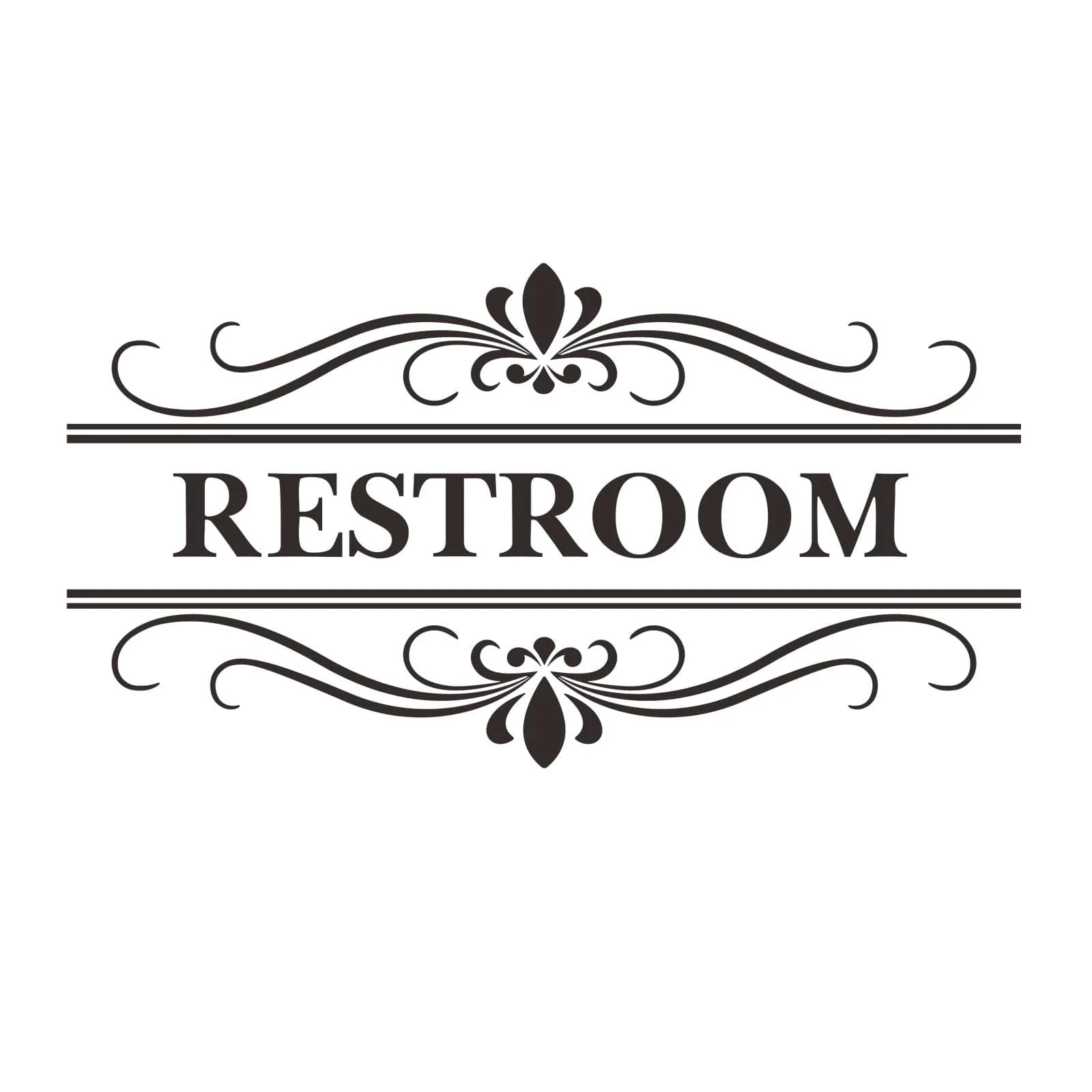 Restroom Sign Wall Decal Vinyl Stickers, Removable Cute Art Design DIY Sticker Mural for Restroom Bathroom Washroom WC Toilet Office Home Window Door Decoration Black - Thovorrnl