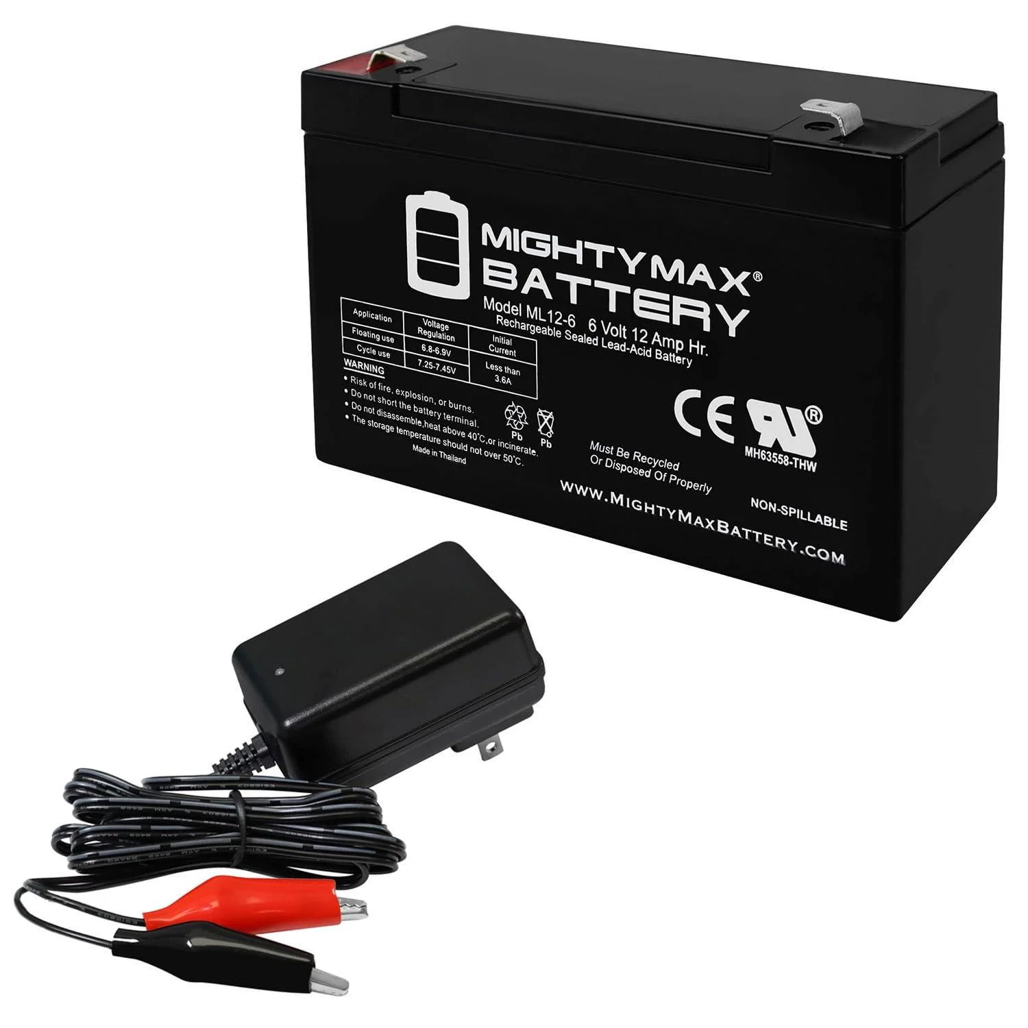 Mighty Max Battery 6V 12AH Battery Replaces Emergi-Lite LSM27 LSM272 M3 M3003 + 6V Chrgr