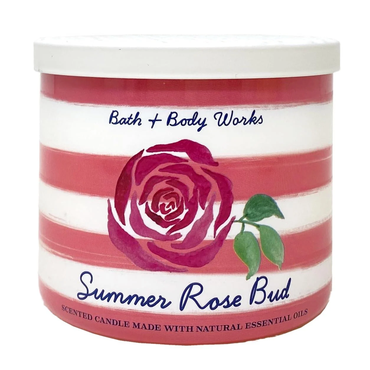 Bath and Body Work Summer Rose-Bud 3-Wick Scented Candle - 14.5 oz / 411 g, Pink