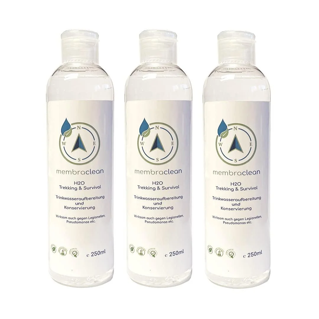 3 x membraclean H2O Trekking & Survival for drinking water treatment - 250 ml