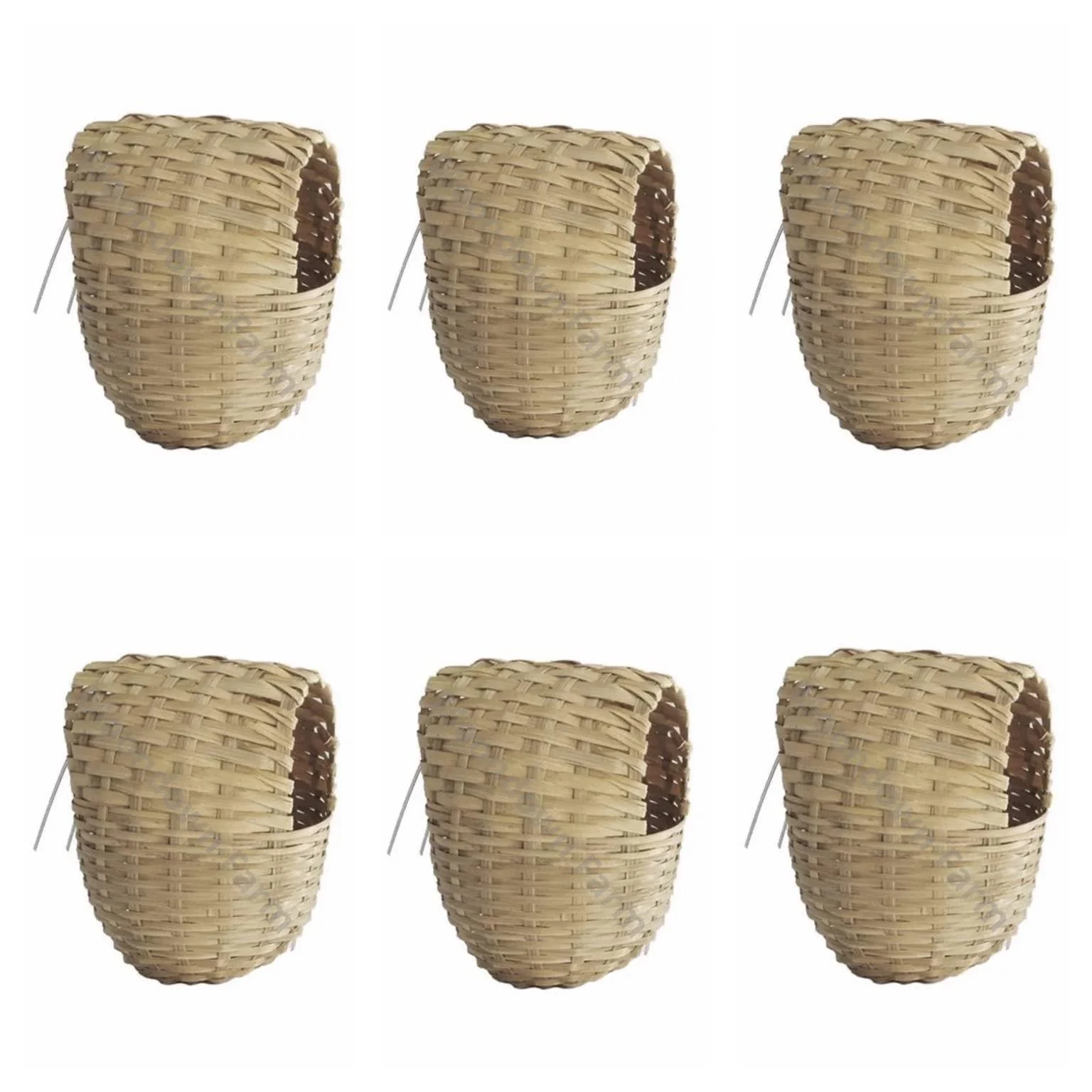 Moondown Farm Finch Nest Box Wicker with Hooks 6 Pack 9 x 9 x 11