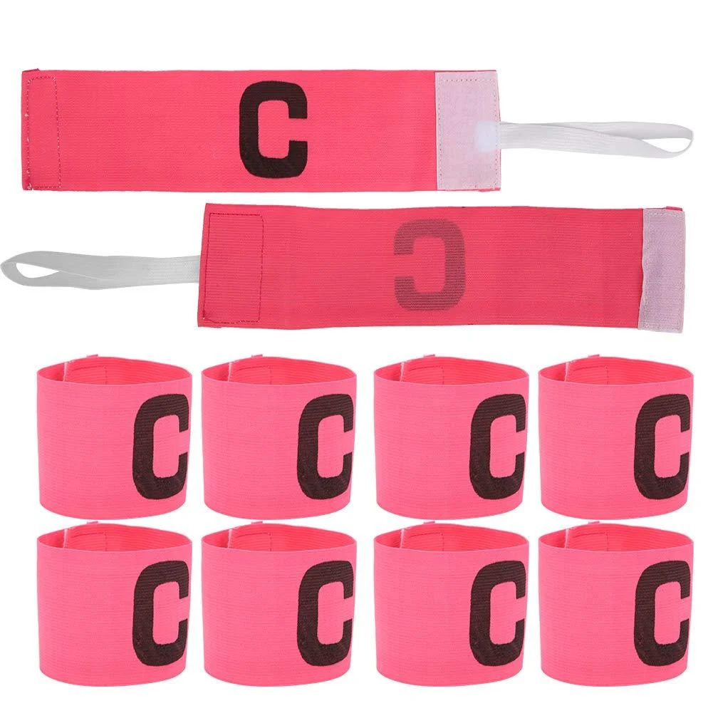 Heayzoki 10Pcs Arm Band, Soccer Captain's Armband, Adjustable Captain Bands, 33 cm Length,7 cm Width, for Football Ball Games Sports Pink