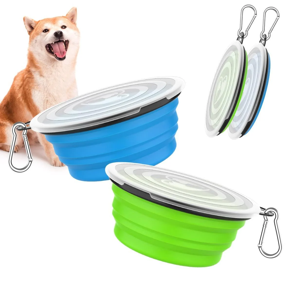 Pawaboo foldable dog bowl 2 pieces 450ml dog travel bitches.