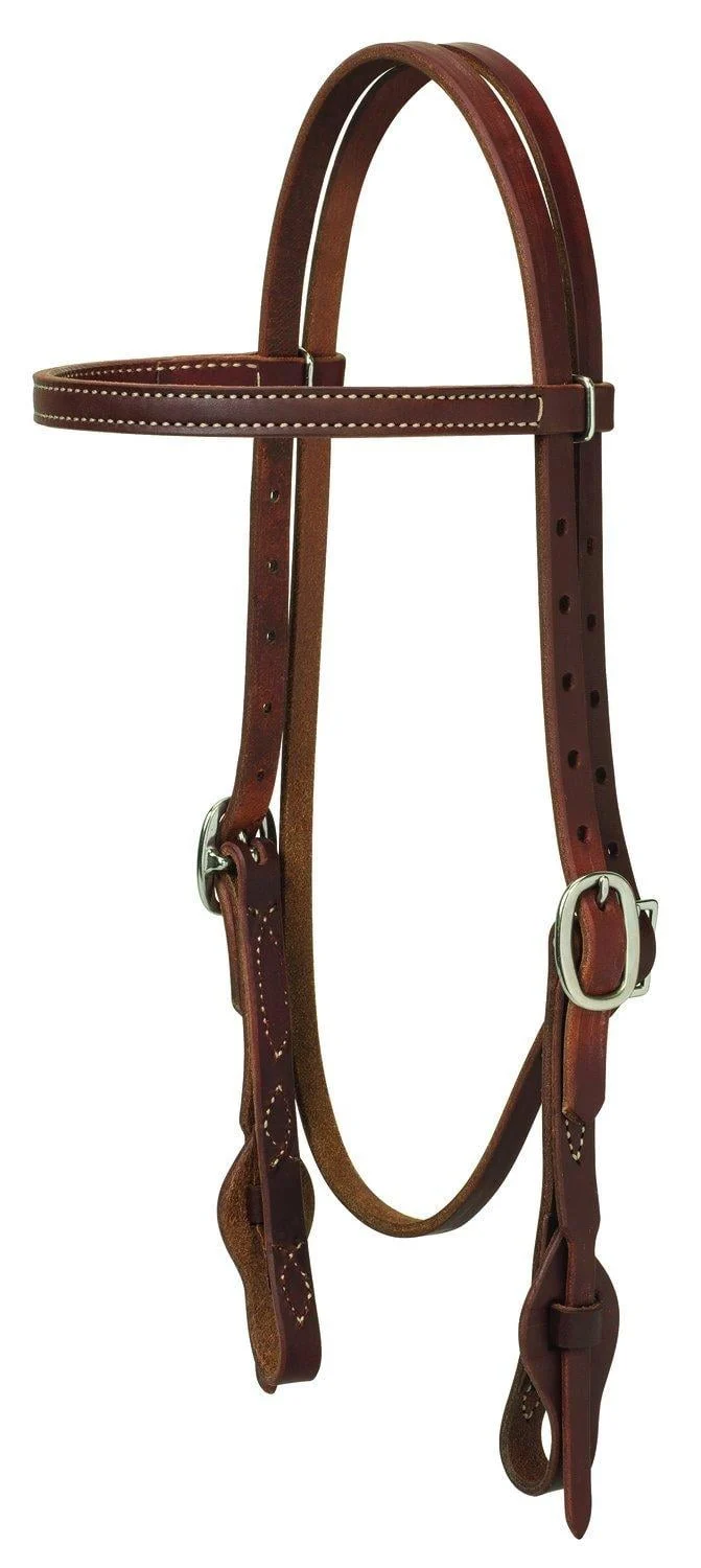 Weaver Leather Single-Ply Working Tack Headstall Browband Golden Chestnut