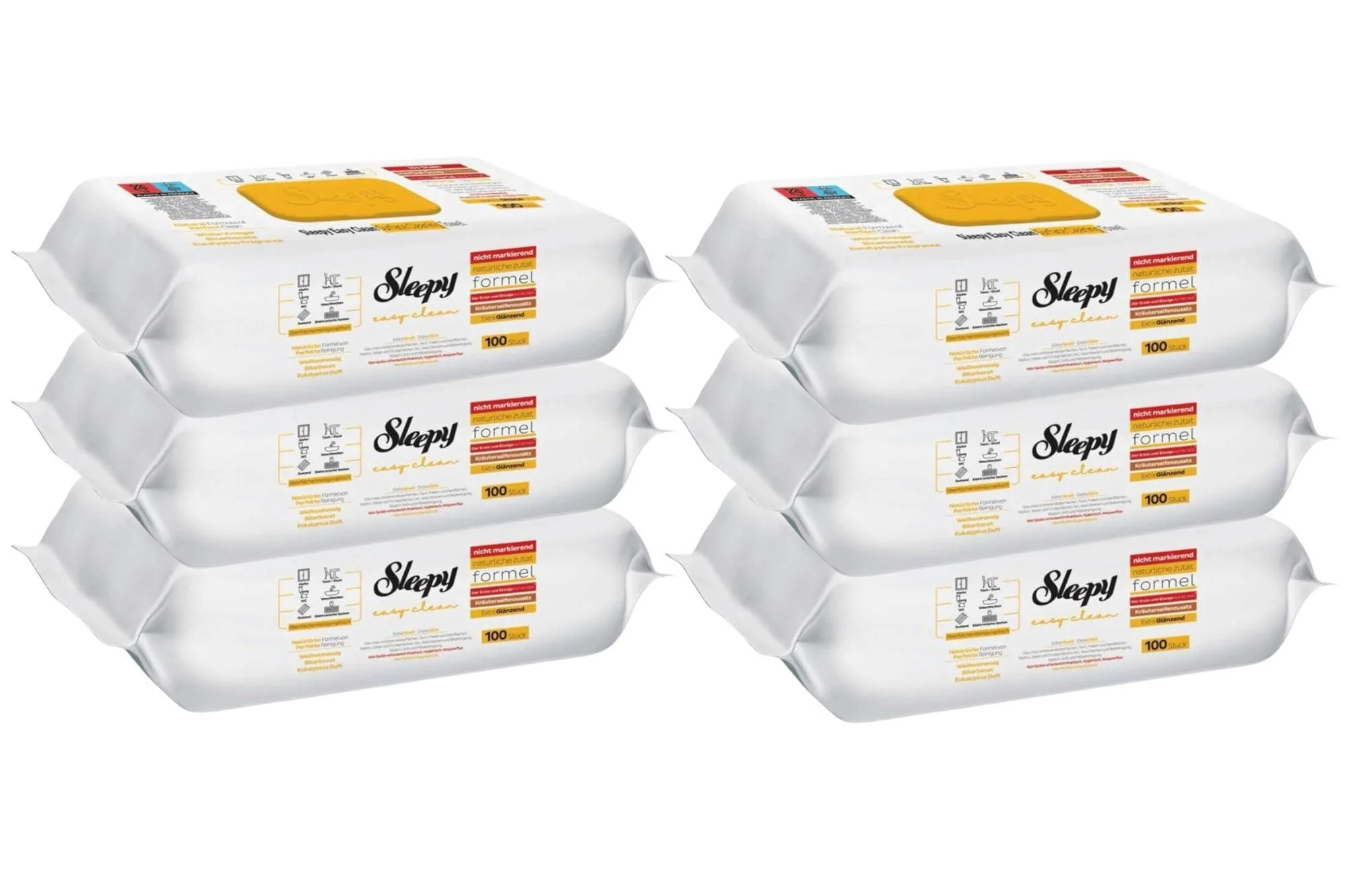 Sleepy Easy Clean Surface Cleaning Towel Herbal Soap Additive 6 Pack 600 Sheets 100 count (6 pack) Yellow - Commerline