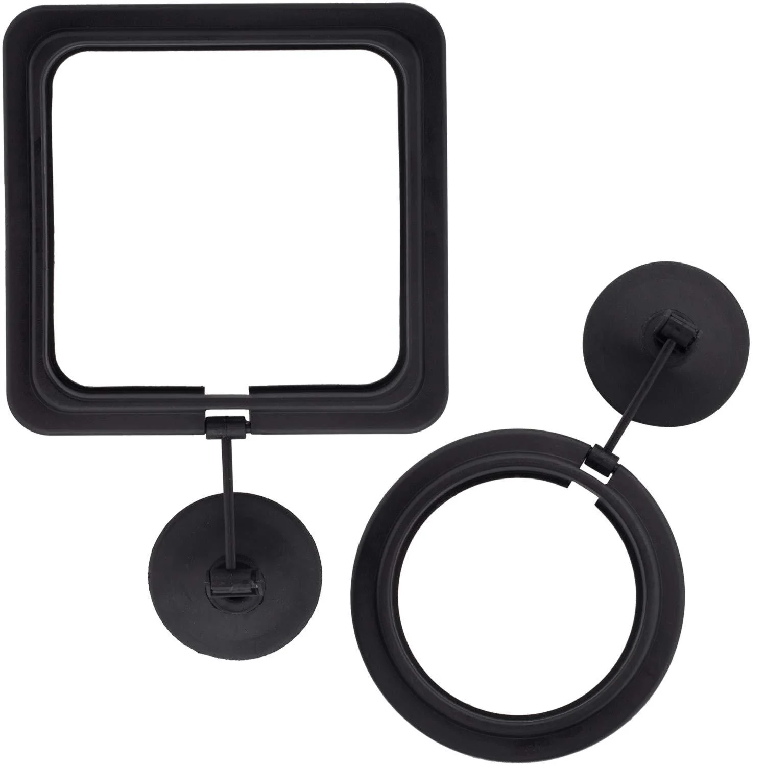 OIIKI 2 Pack Fish Feeding Ring, Aquarium Fish Floating Food Feeder, Square Shape with Suction Cup Black