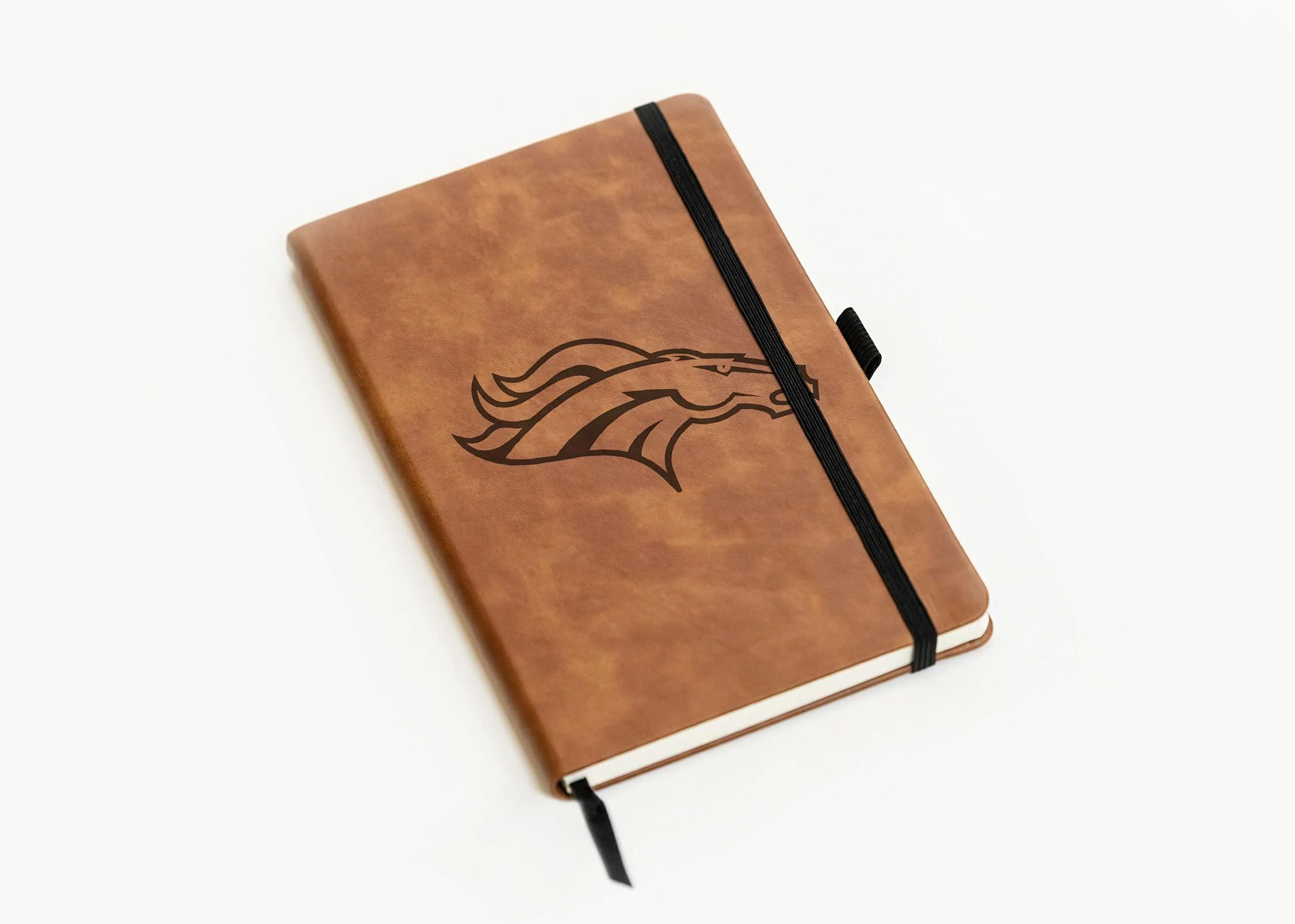 Rico Industries NFL Denver Broncos Brown Laser Engraved Small Notepad Jounral/Notepad 8.25" x 5.25"- Office Accessory
