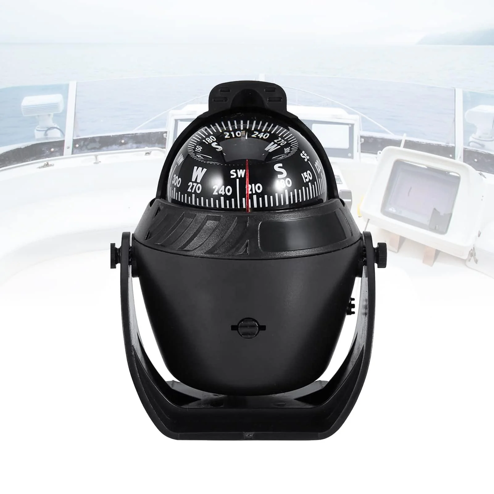 Compass Boating Navigation Marine Compass, Electronic LED Light Pivoting Compass, Multifunction Digital Navigation Compass with Night Lighting for Marine Boat Truck Car, Black - Zerone