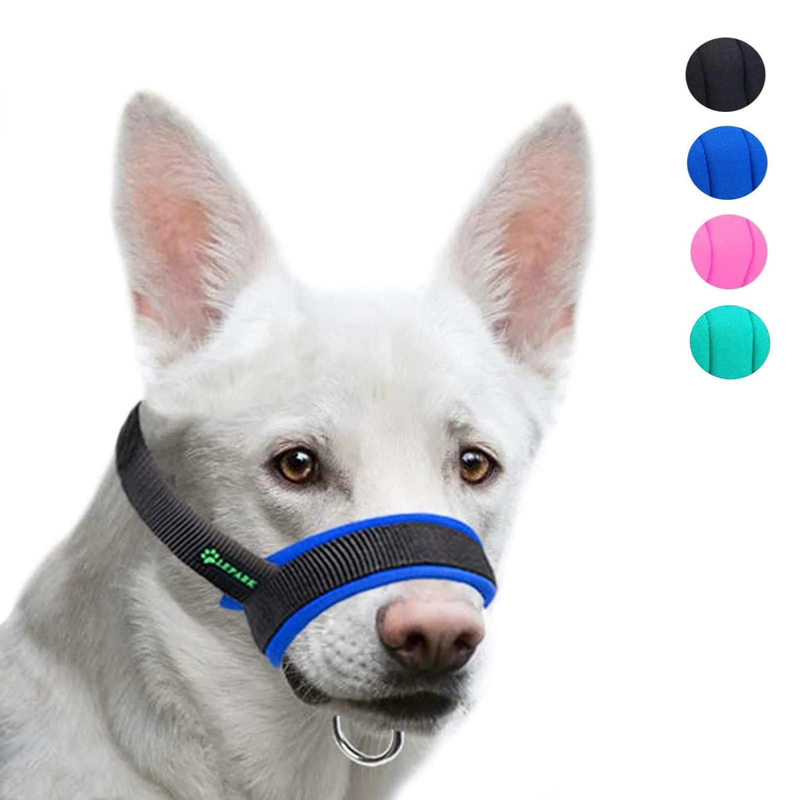 ILEPARK fabric muzzle to stop dogs from biting barking and chewing adjustable neck breathable (M blue) M Blue