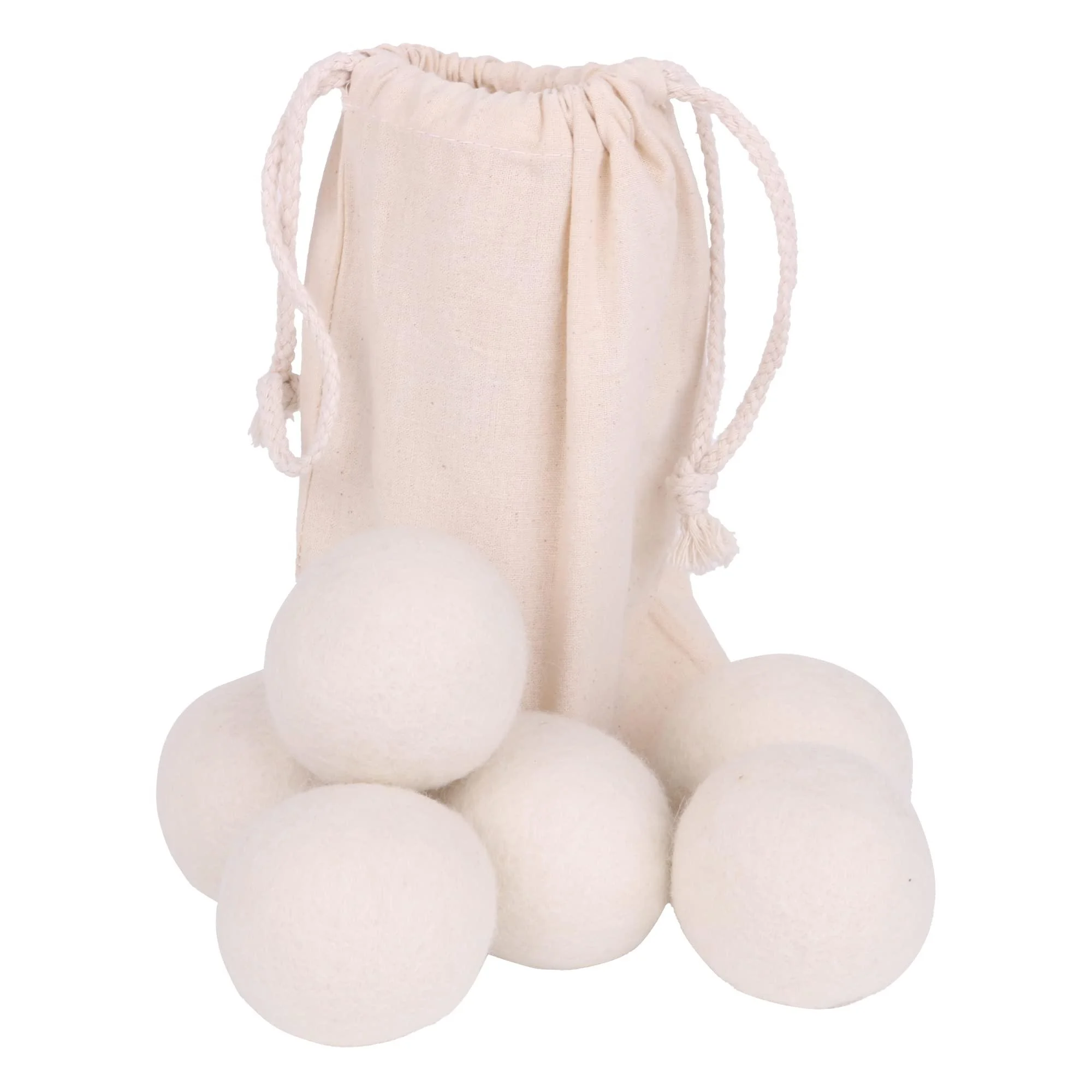 Reusable Wool Dryer Balls for Saves Drying Time White w/Storage Bag Pack of 6 - Generic