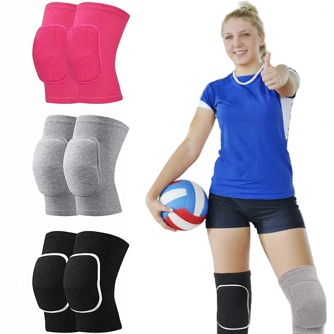 VOPHIA 3 Pairs Dance Knee Pad Volleyball Knee Pads for Women Girls Man Dancers Yoga Pole Floor Dance Non-slip Elastic Padded Knee Brace Support with Sponge Knee Protector Guards(Medium)