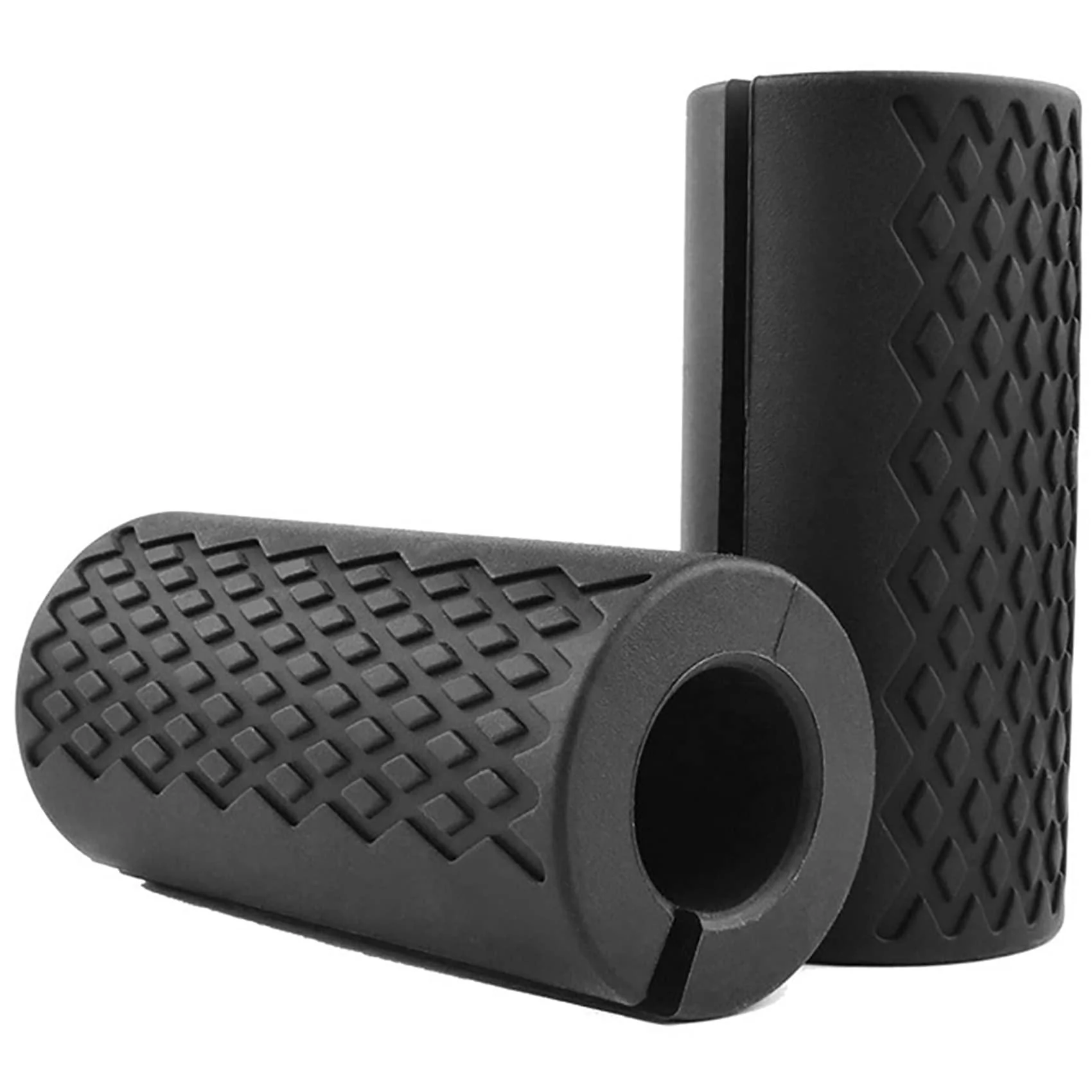 Langbar handle weight lifting dumbbells Pads - Small Size thick dumbbell handles enlarge grip slipproof for bodybuilding fitness grip training 2 pieces of silicone grips black