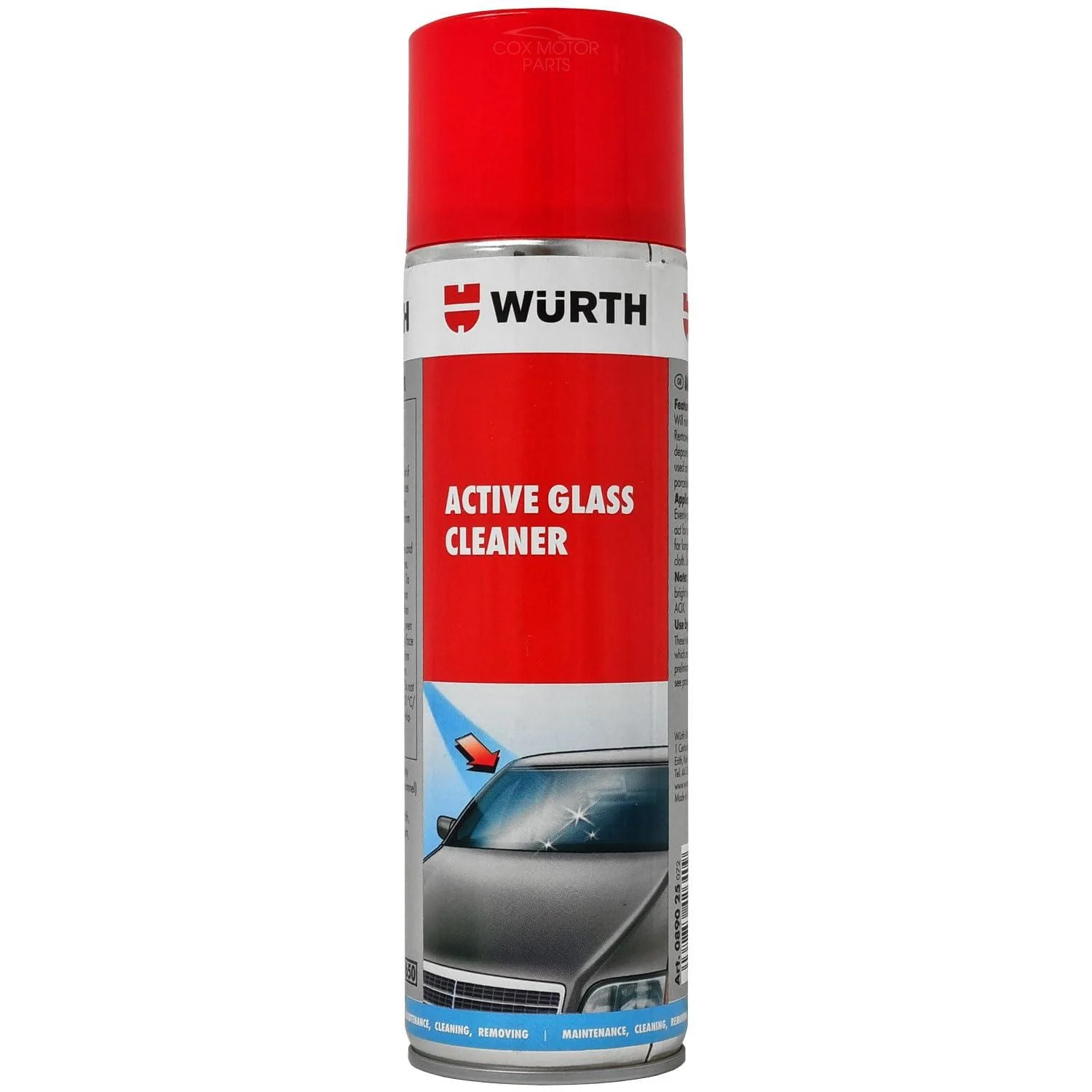 Wurth Active Glass Cleaner 500ml Spray Foam | Cleans Glass Mirrors Painted Parts Rubbers Plastics and more - W rth