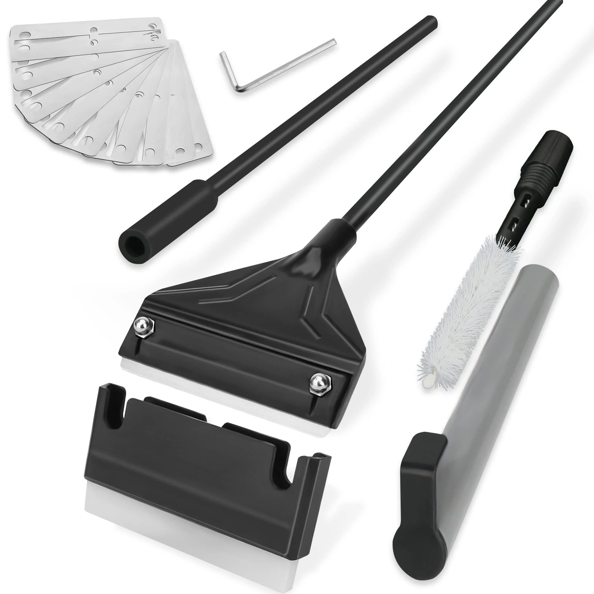 NEPTONION 24.5 Professional Algae Scraper, Aquarium Blade Cleaner with 10 Pcs Replaceable Blades Stubborn Algae, Suitable for Water Tank Size Above 30 Gallons L Black