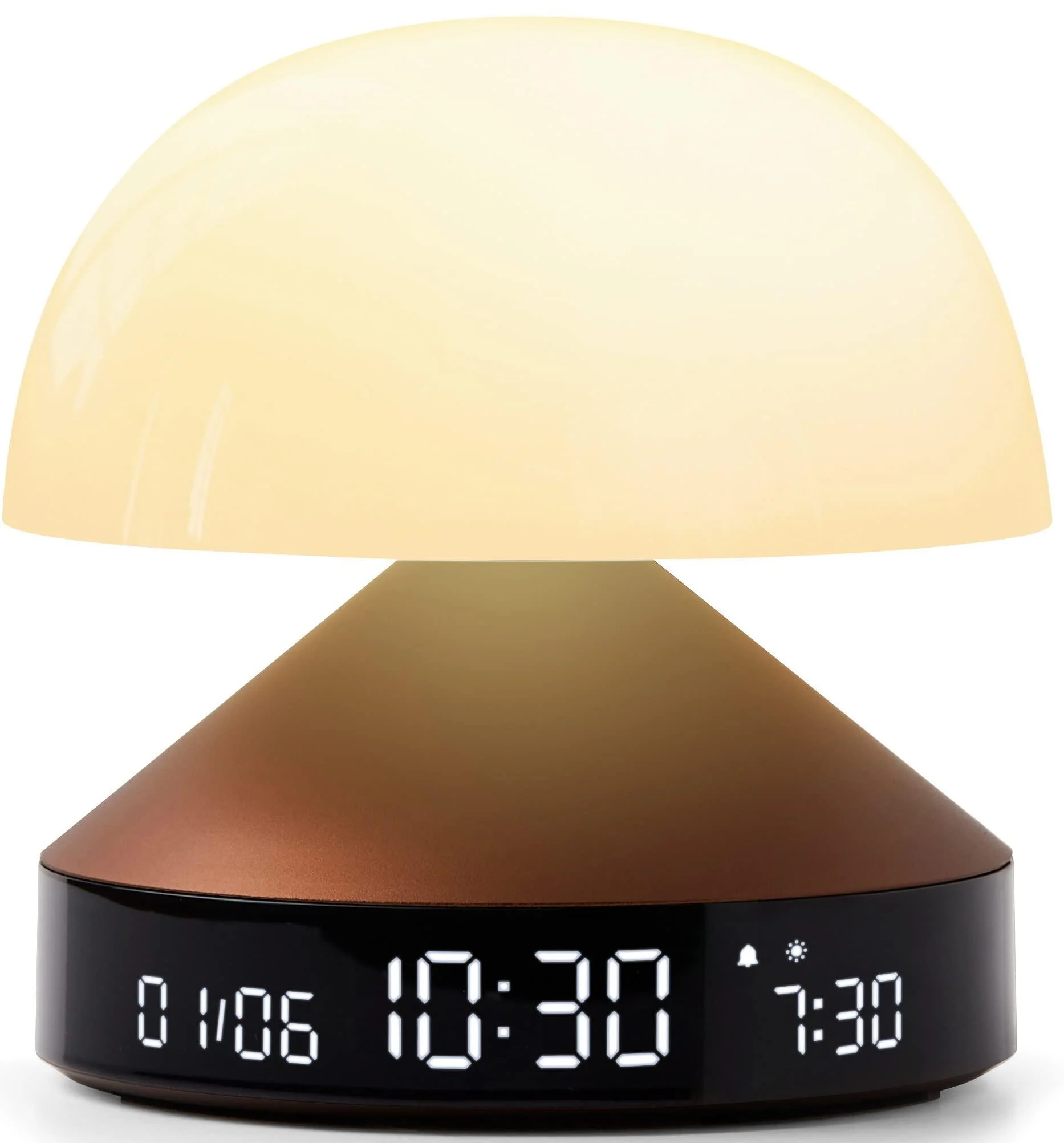Lexon Mina sunrise alarm clock - including alarm light and sunset simulation - wireless and rechargeable - Bronze