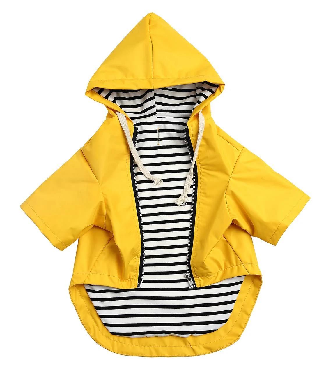 Dog Raincoat Waterproof Puppy Rain Jacket with Hood for Small Medium Dogs, Poncho with Reflective Strap, Storage Pocket and Harness Hole - Yellow - Medium Medium (Chest: 24") Yellow