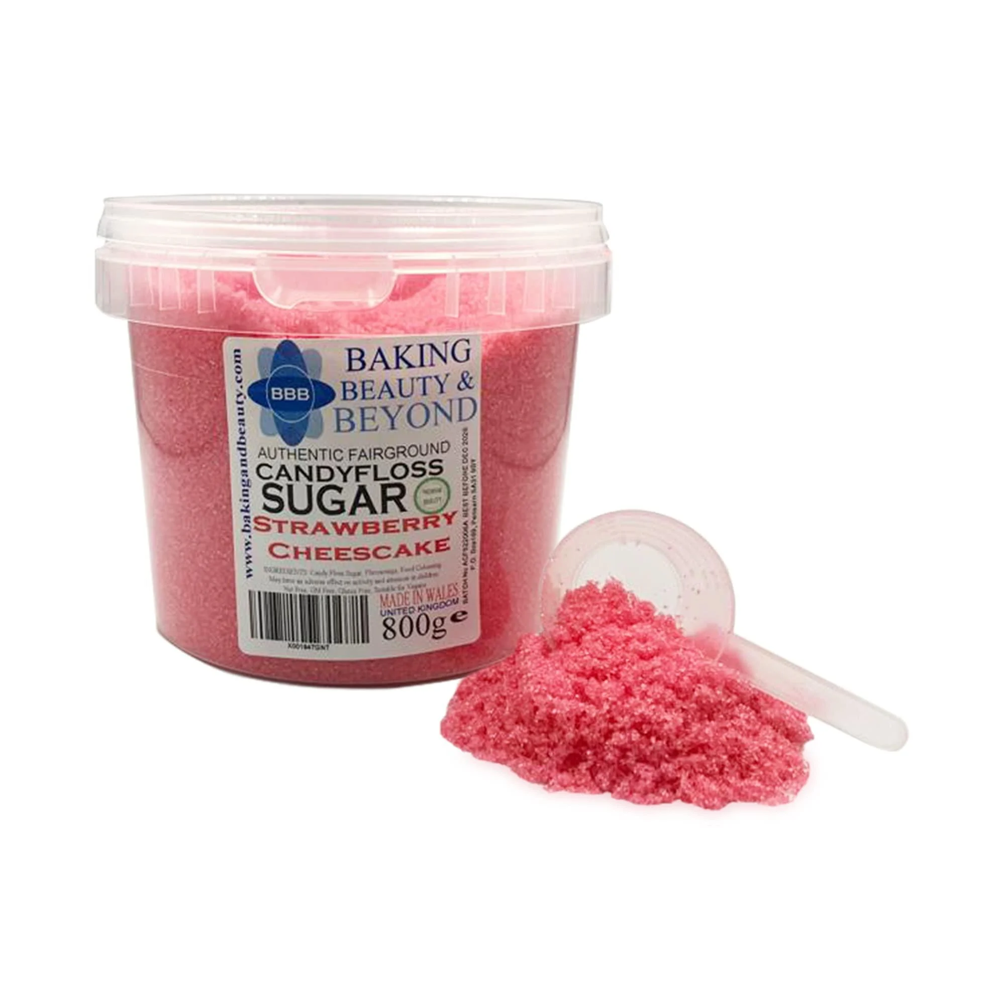 Baking Beauty and Beyond Premium Floss Sugar for Cotton Candy - Cotton Candy Flossing Sugar with Natural Ingredients Perfect for Every Occasion Bulk Floss Sugar 800g - Strawbery-Cheesecake Flavour