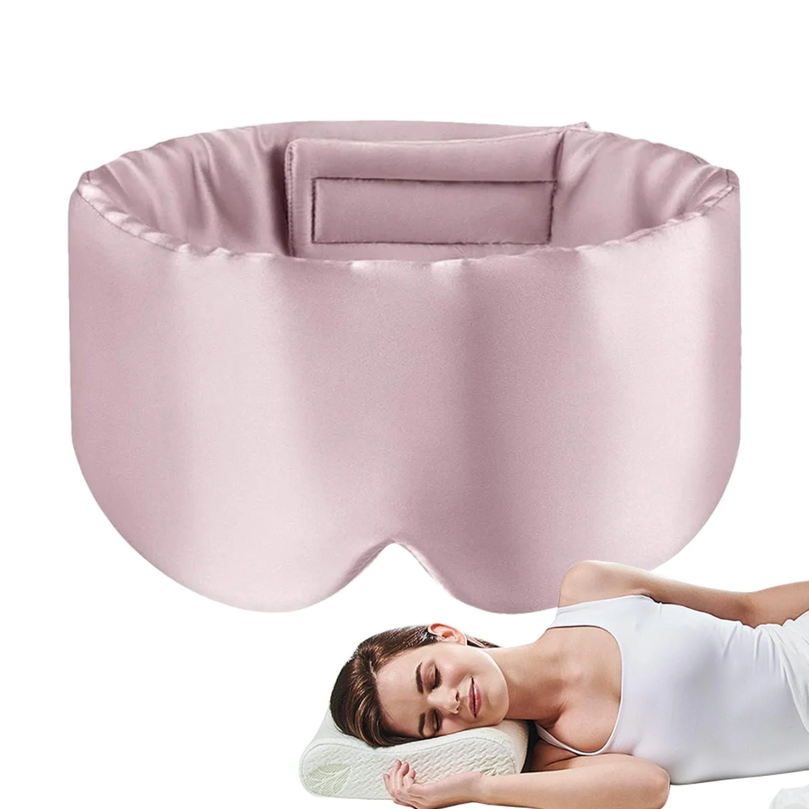 Breathable Eye, Sleeping Eye,Eye, Silk Eye,Sleeping Tool with Adjustable Headband, Comfortable Eye, Soft Sleep, Adjustable Eye Pink - Generic